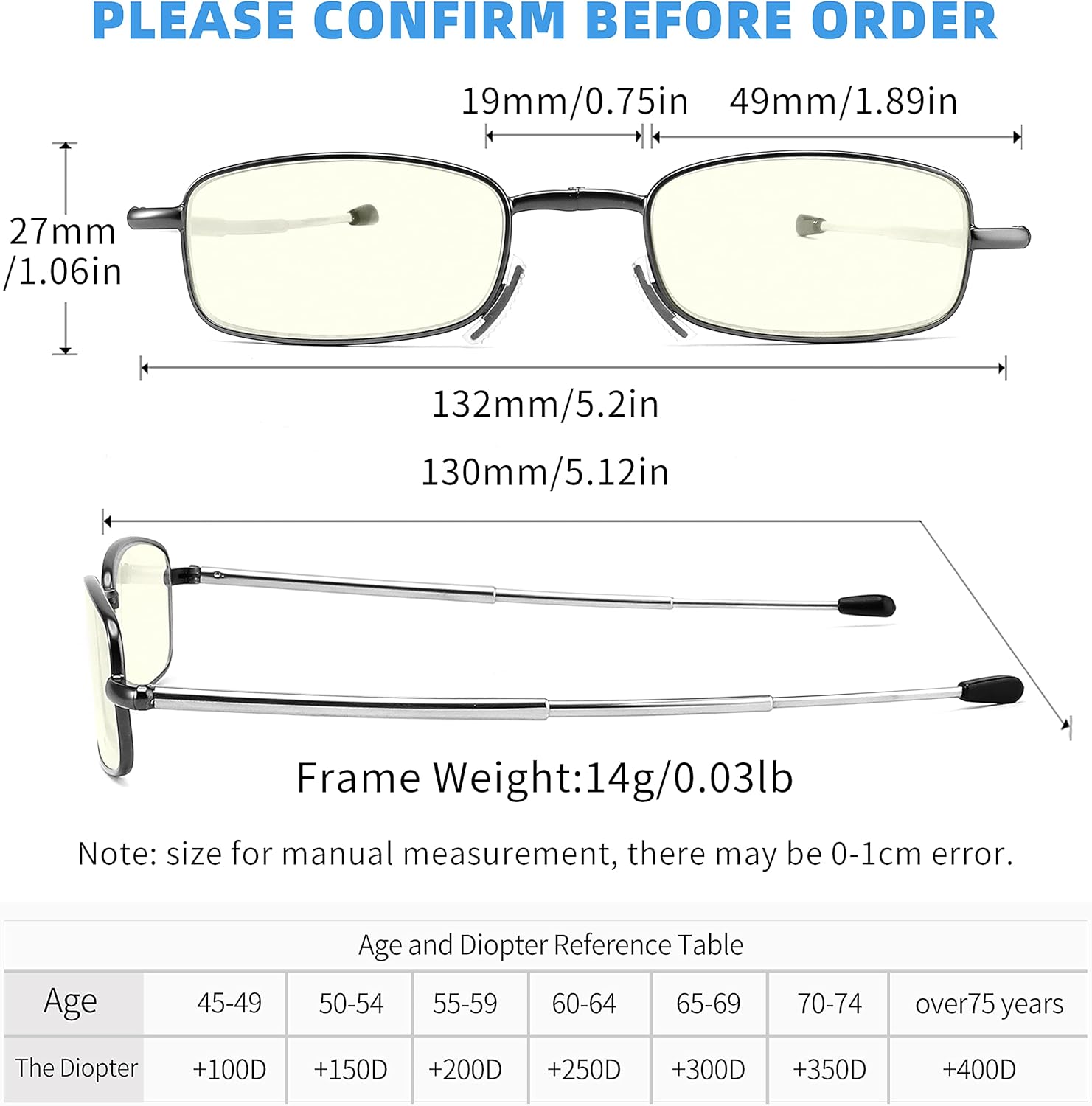 Gafas de lectura con bloqueo UV de luz azul, compactas, plegables, con bisagra de resorte suave para hombres y mujeres, paquete de 2 unidades,