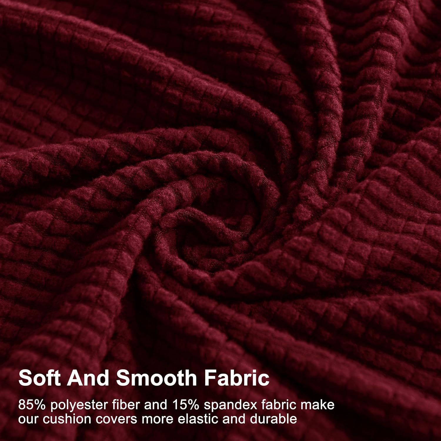 CHUN YI – Funda elástica de cojín para sofá de 3 plazas, funda de asiento de sofá con tela jacquard de elastano (grande, color vino)