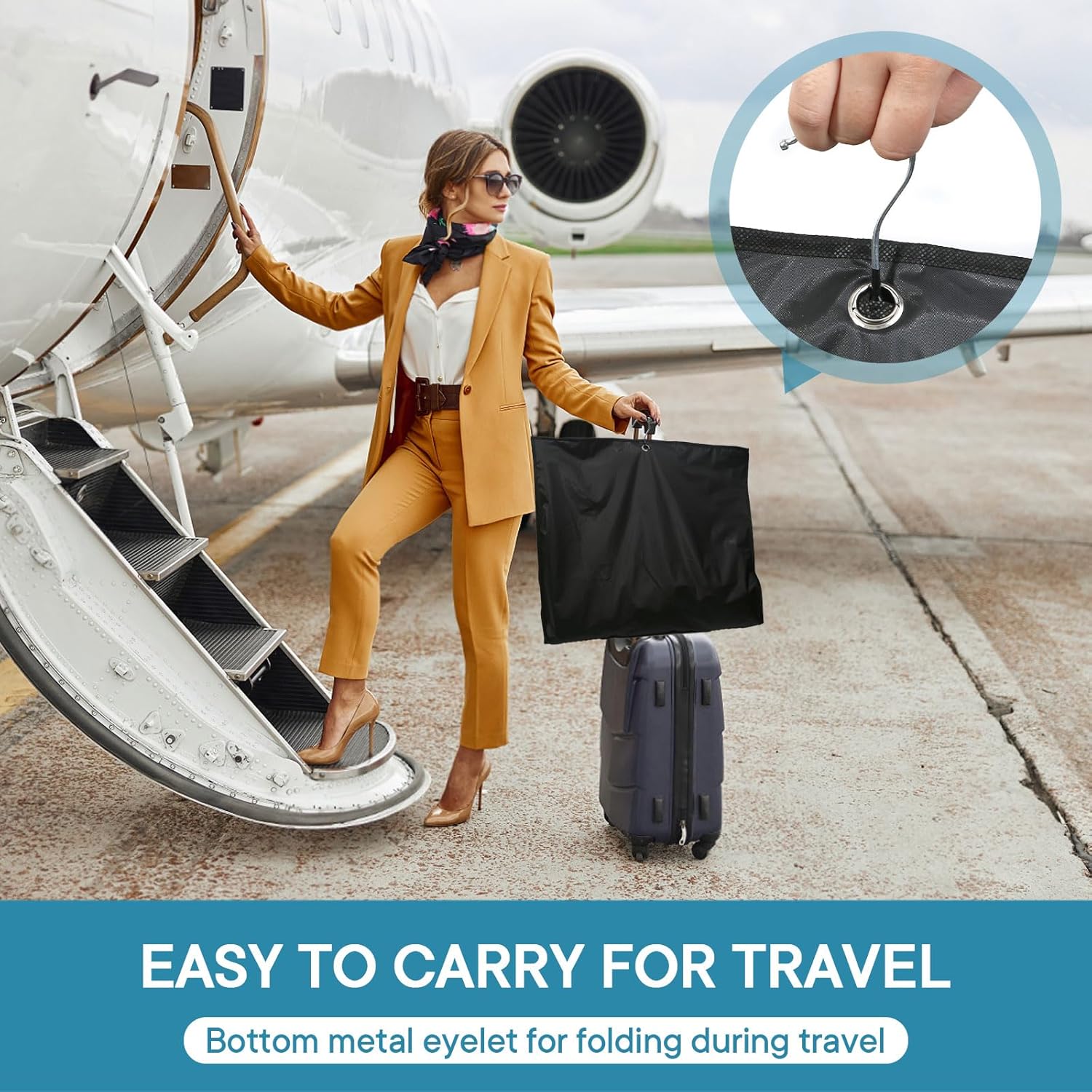 Moucas – Paquete de 3 bolsas de vestir de 65 pulgadas, bolsa de ropa negra para vestidos largos, fundas de vestir plegables para viajes y