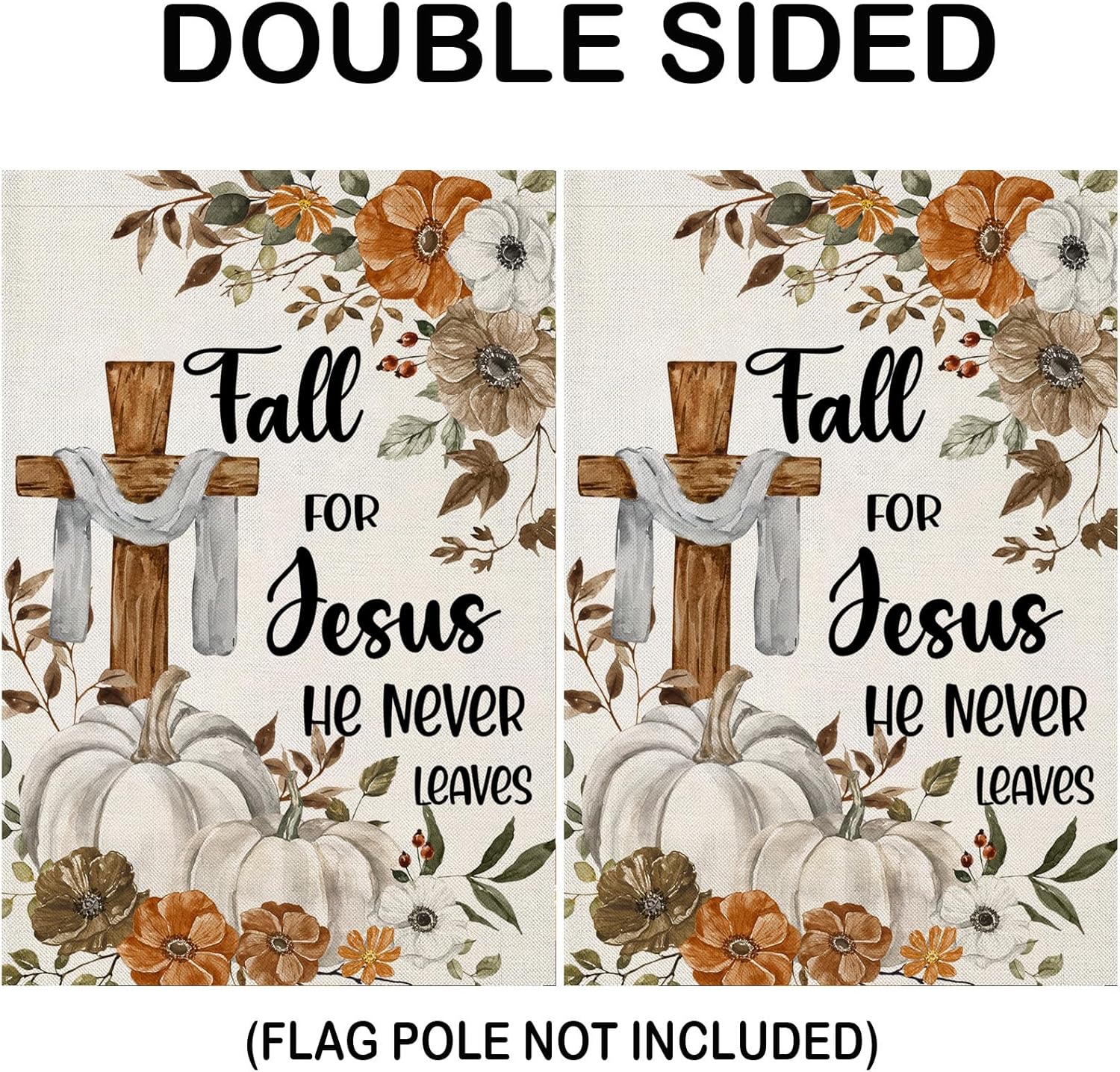 Banderas de cruz de otoño para decoración al aire libre, cruz religiosa de Acción de Gracias, otoño para Jesús con calabazas hojas de arce, bandera