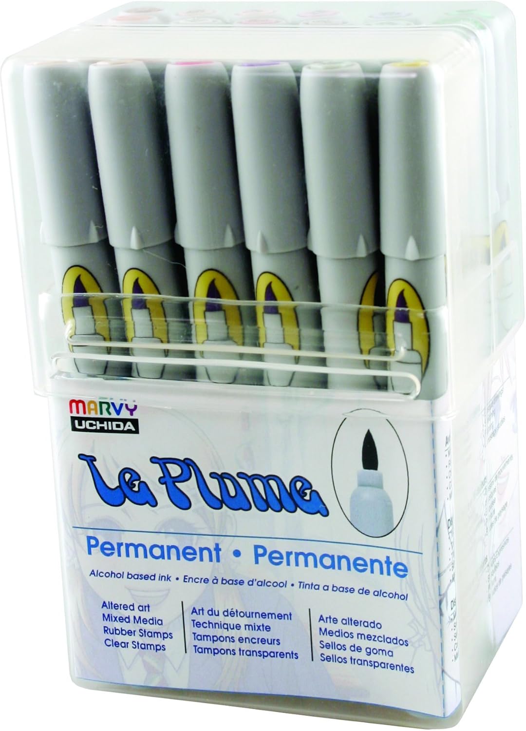 Uchida Of America 3000SET24B Le Plume – Juego de 24 bolígrafos permanentes a base de alcohol, color pastel