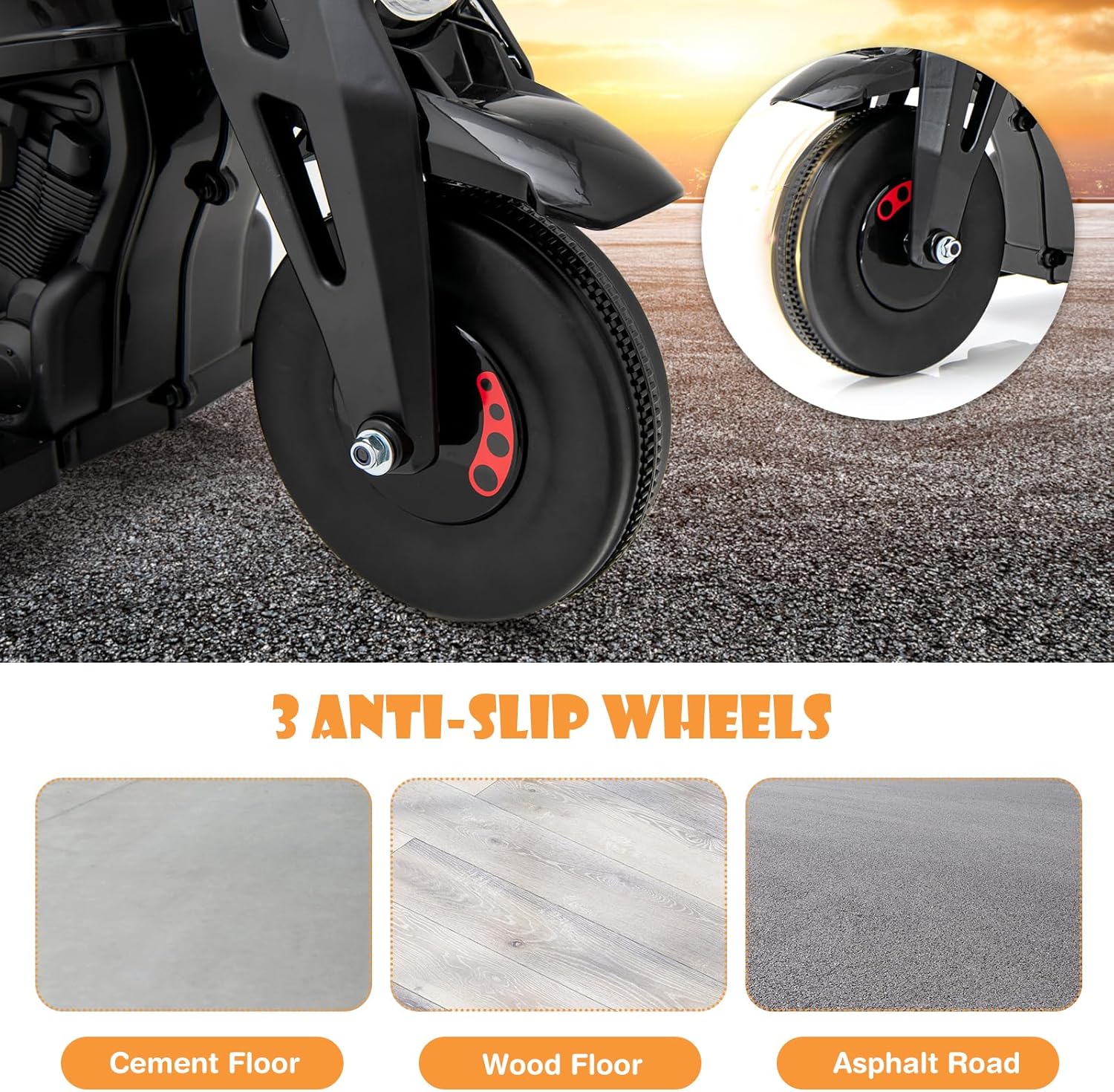 OLAKIDS Motocicleta para niños, automóvil eléctrico de 6 V con función automática de burbujas, pedal de pie, faro, música, 3 ruedas antideslizantes