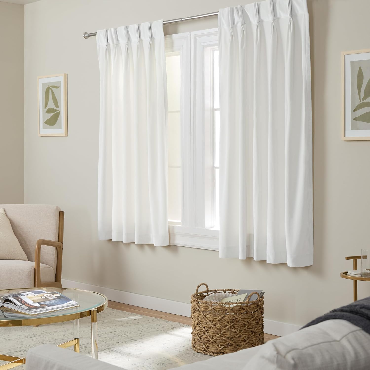 Exclusive Home – Par de paneles de cortinas plisadas pesadas de terciopelo, 63 pulgadas de largo, color blanco invierno