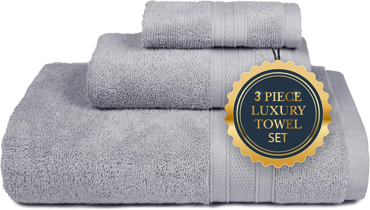 TRIDENT Toallas de baño, juego de 3 toallas de lujo, 100% algodón, 1 toalla de baño, 1 toalla de mano, 1 toalla de baño absorbente de secado rápido,