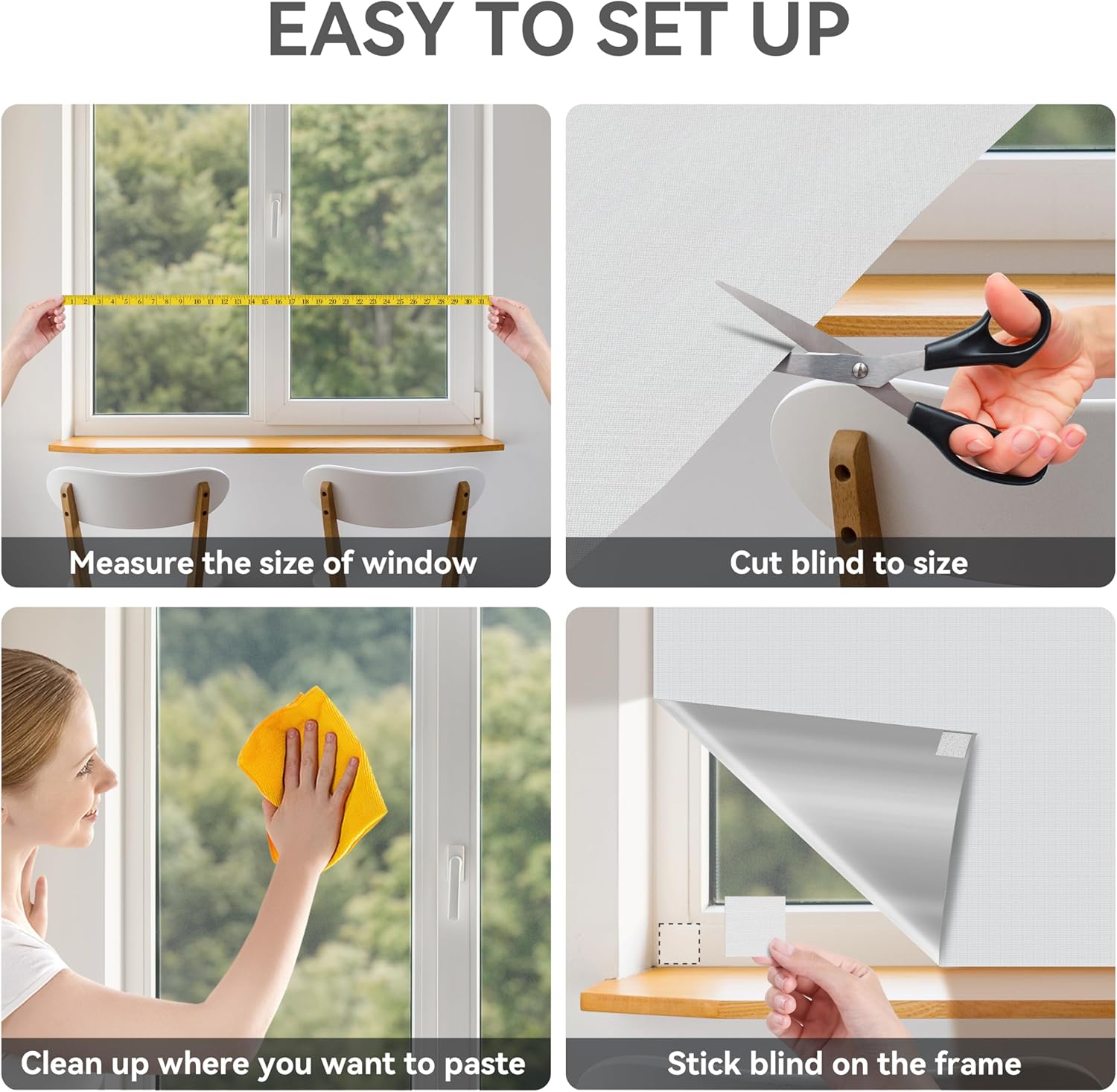 RRM Cortinas opacas para dormitorio, cortinas opacas de 50 x 57 pulgadas con cintas de velcro para cubierta de ventana 100% opaca, cortinas opacas