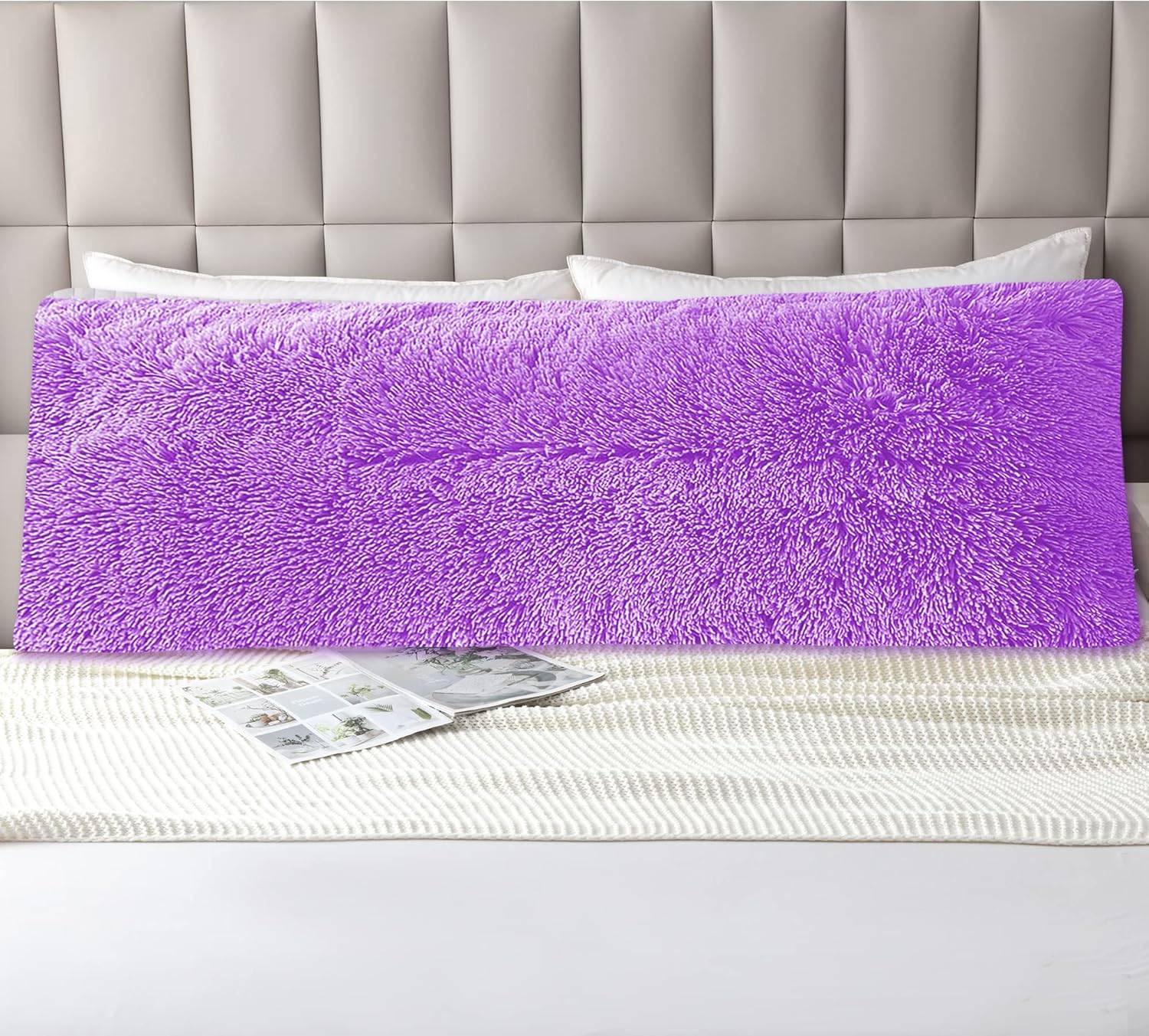 Funda de almohada de cuerpo lanudo con cremallera, 21 x 54 pulgadas, funda de almohada grande de piel sintética esponjosa, funda de almohada de