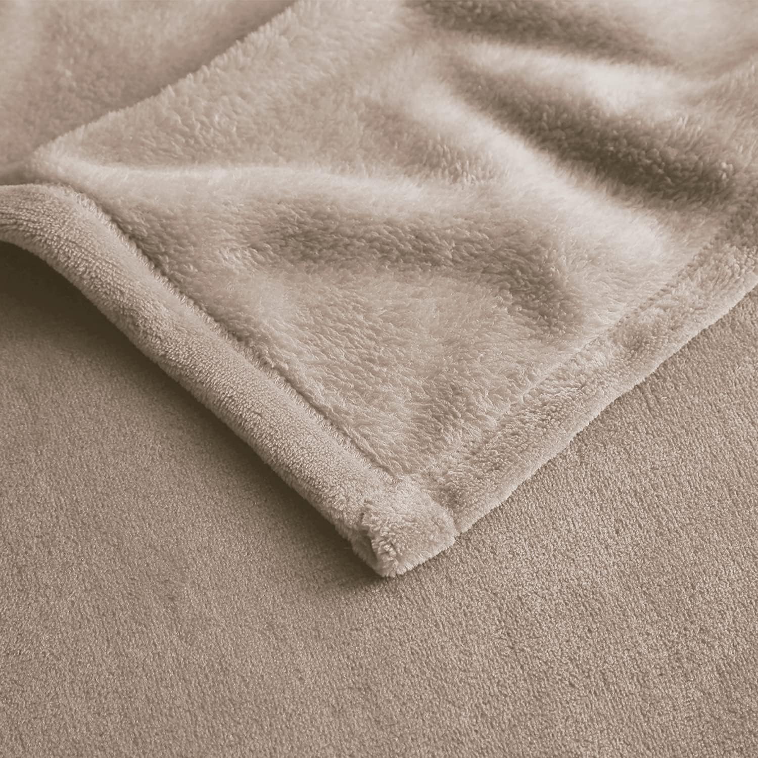 EXQ Home – Cobija de vellón, color beige, para cama o sofá, cobija de franela de microfibra mullida para adultos o niños