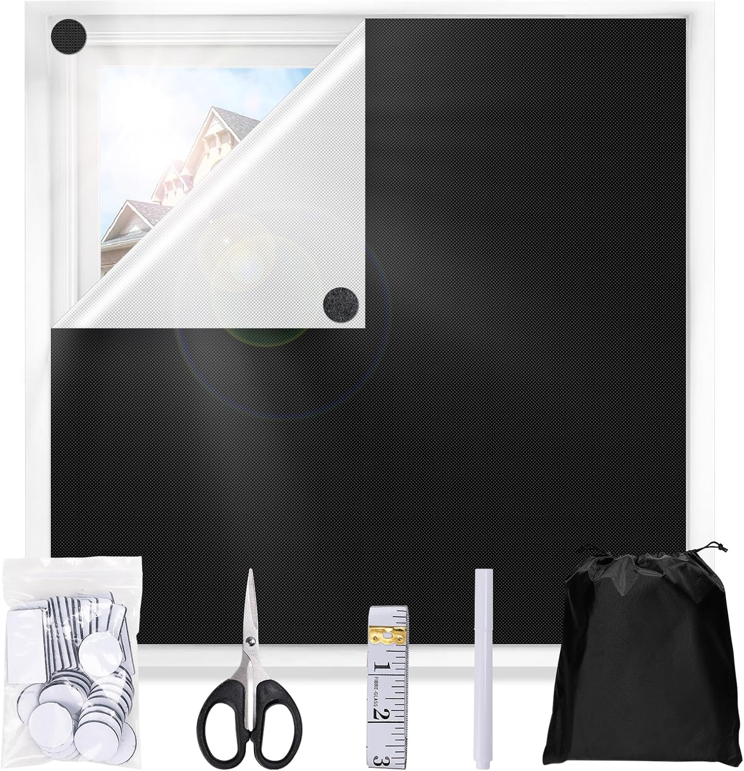 ATAWOL Cortinas opacas para dormitorio, película portátil de privacidad para ventana, cubierta opaca para ventana, persianas opacas de viaje para