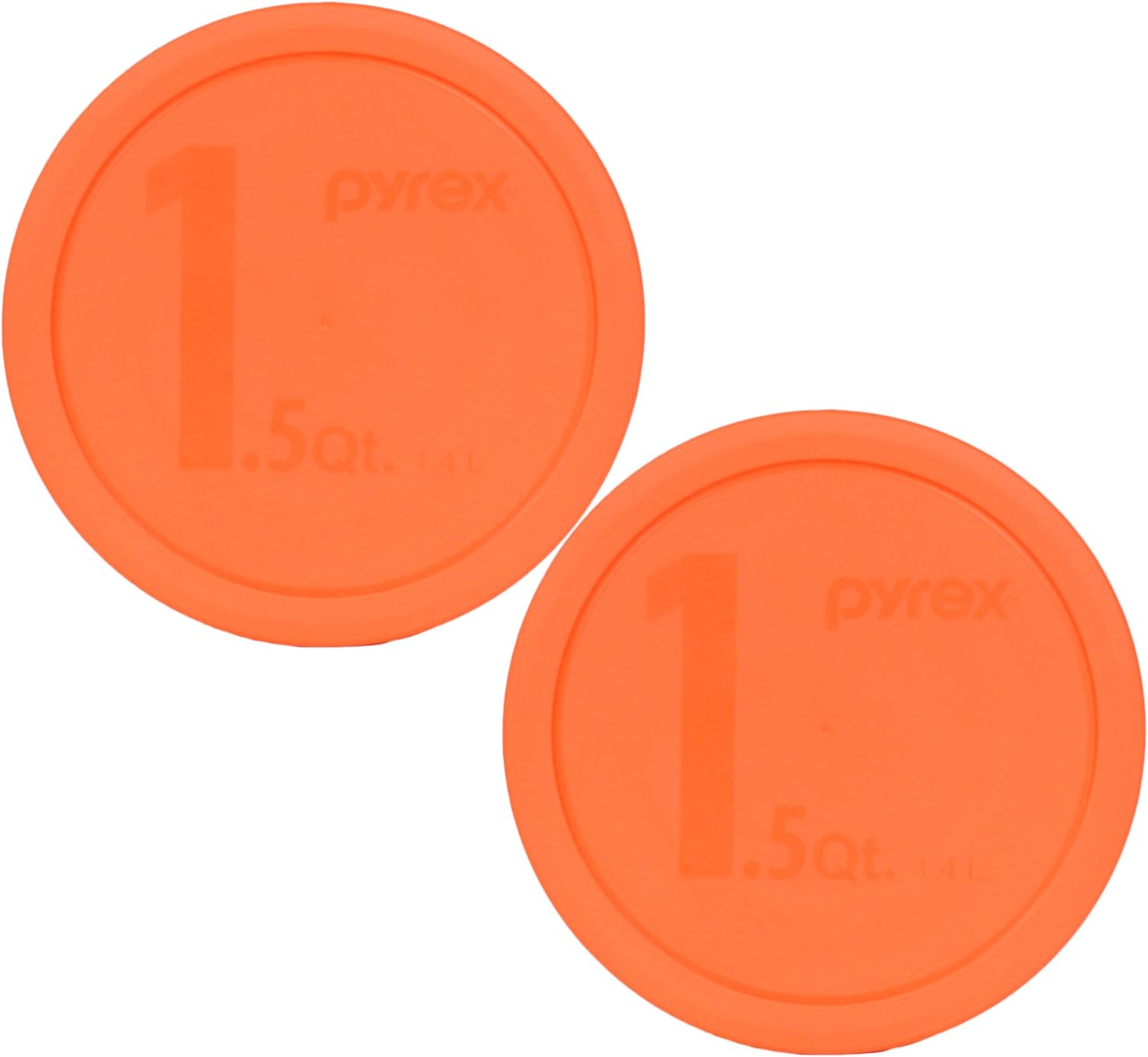 Pyrex 323-PC 1.5qt tapa de plástico naranja para almacenamiento de alimentos, fabricada en Estados Unidos, paquete de 2