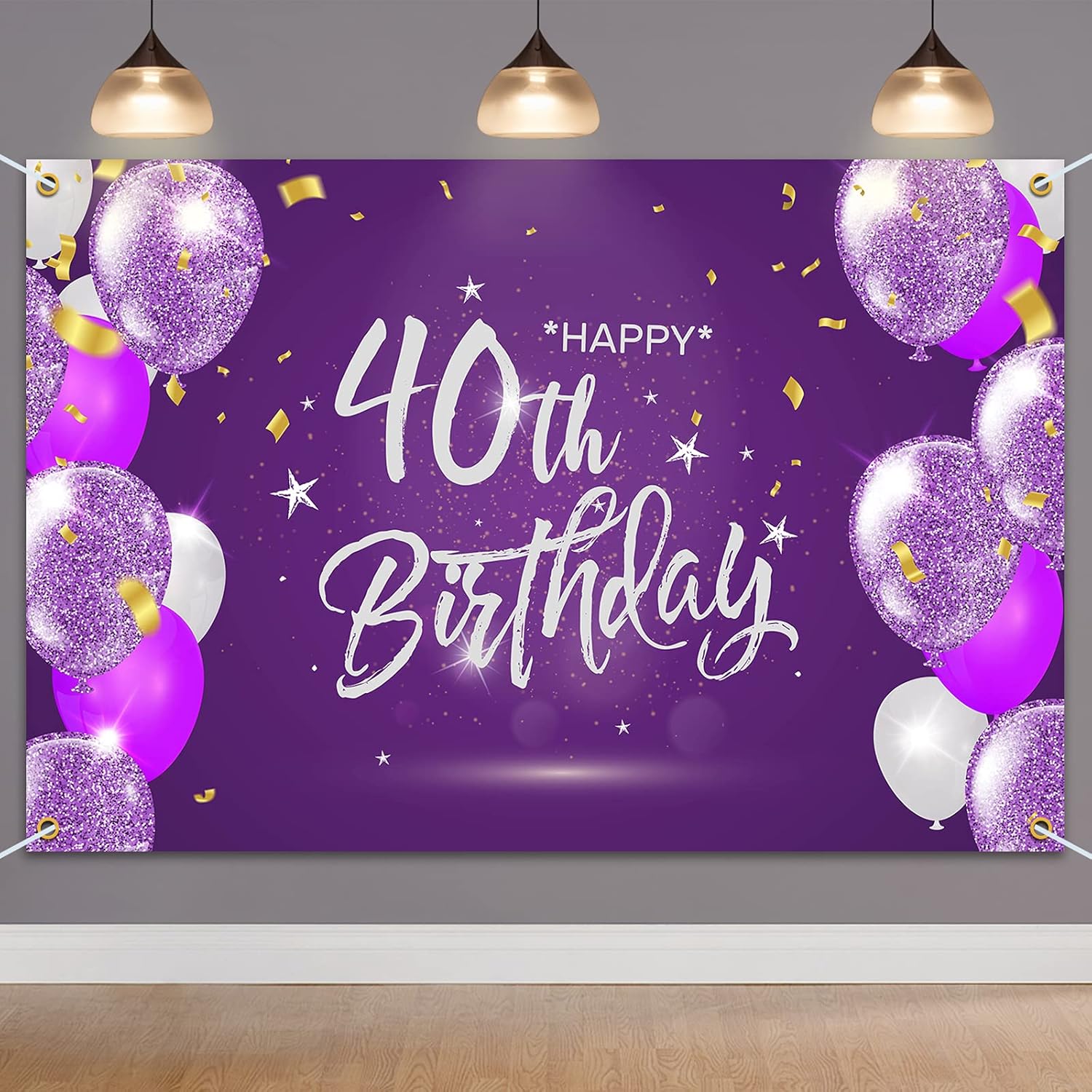 HAMIGAR Fondo de pancarta de feliz cumpleaños 40 de 6 x 4 pies, decoraciones de cumpleaños de 40 años, suministros de fiesta para mujeres, color