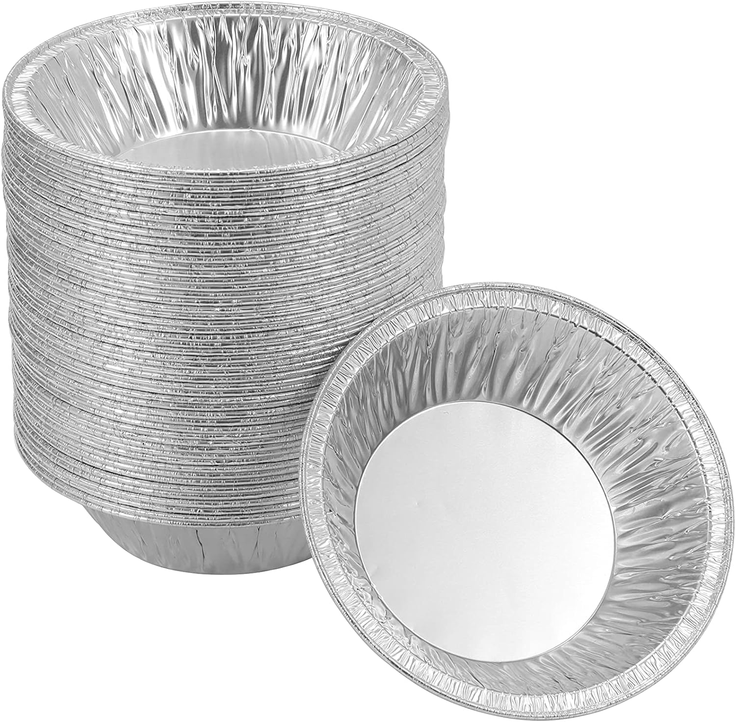 Paquete de 50 moldes para tartas de 5 pulgadas, mini moldes para tartas y pasteles desechables de papel de aluminio resistentes para hornear mini