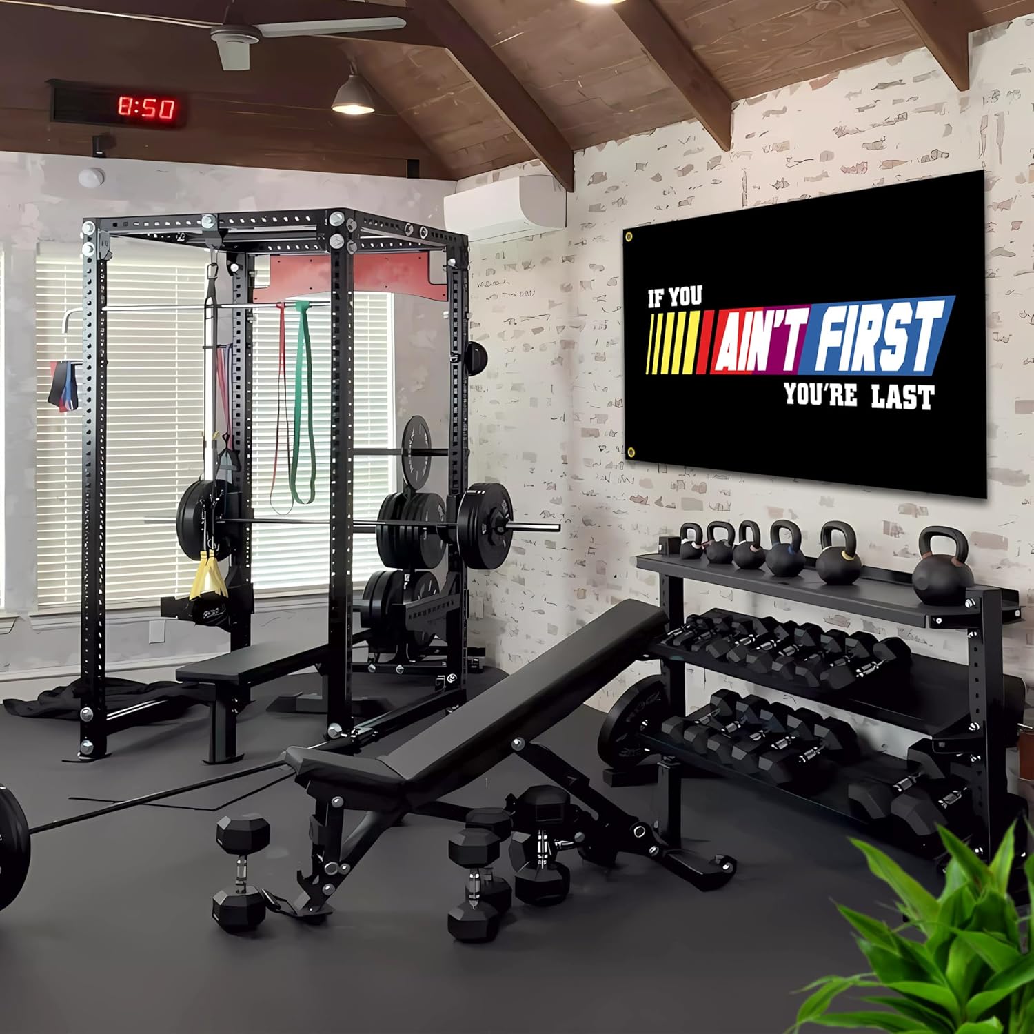 Bandera motivacional de “If You Ain’t First You’re Ultim” de 3 x 5 pies, Talladega Nights Fitness, para dormitorio universitario, gimnasio, fiestas,