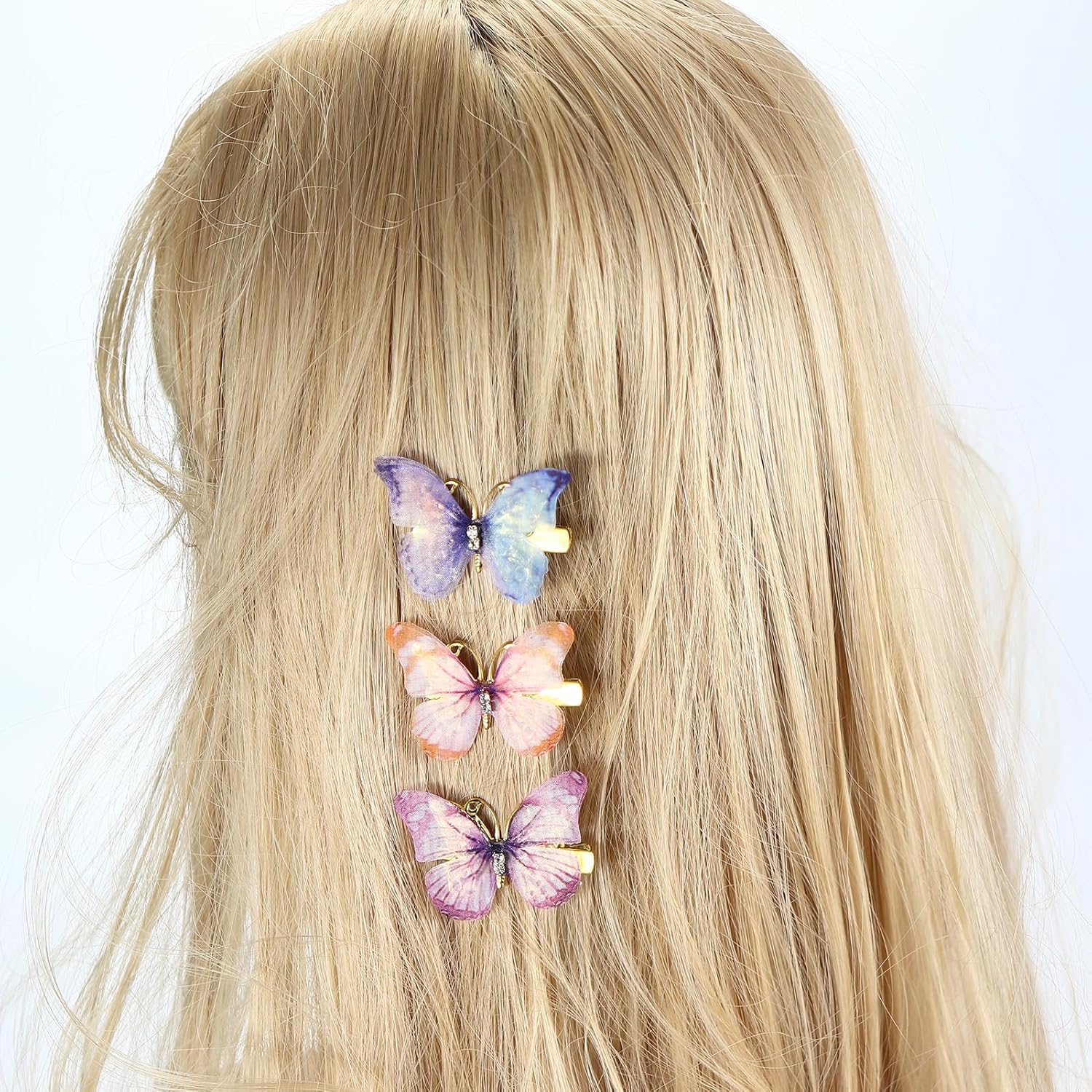 12 pinzas decorativas de mariposa para el cabello para adolescentes, accesorios para el cabello de niñas hechas a mano para cabello fino, pequeñas