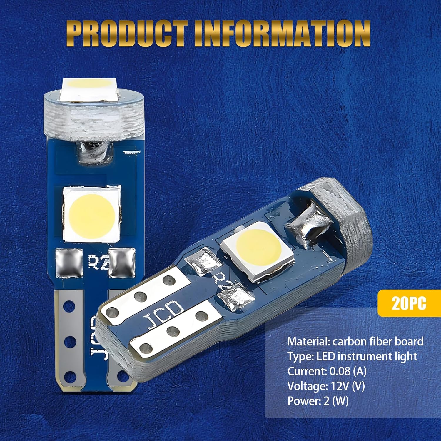 Yumfugu Paquete de 20 luces LED T5 para tablero de automóvil, 3030-3SMD reemplazo de bombilla con enchufe de bloqueo giratorio, bombilla LED para