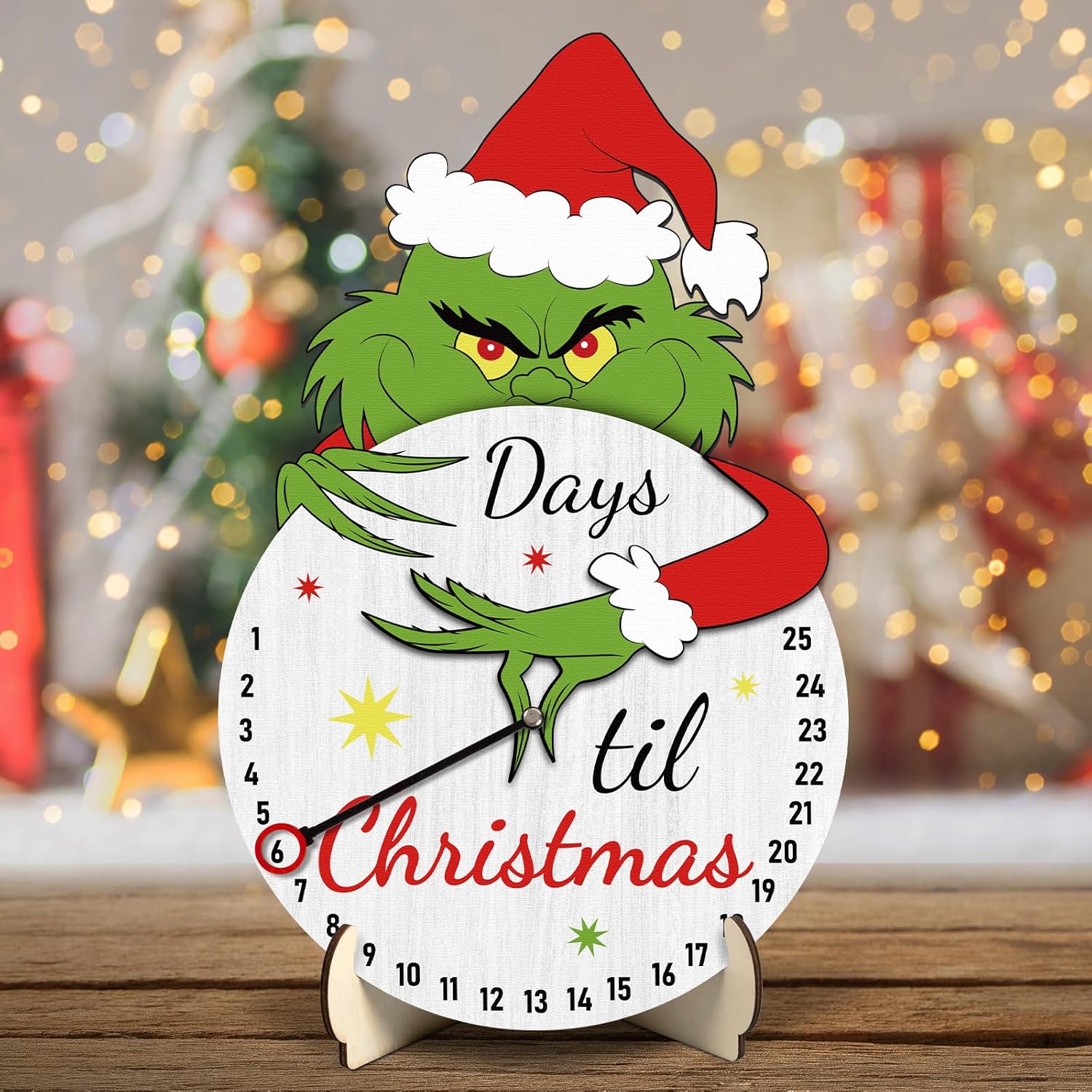 Calendario de cuenta regresiva para decoración navideña, calendario de adviento de Navidad, decoración de mesa de Navidad de madera para Navidad,
