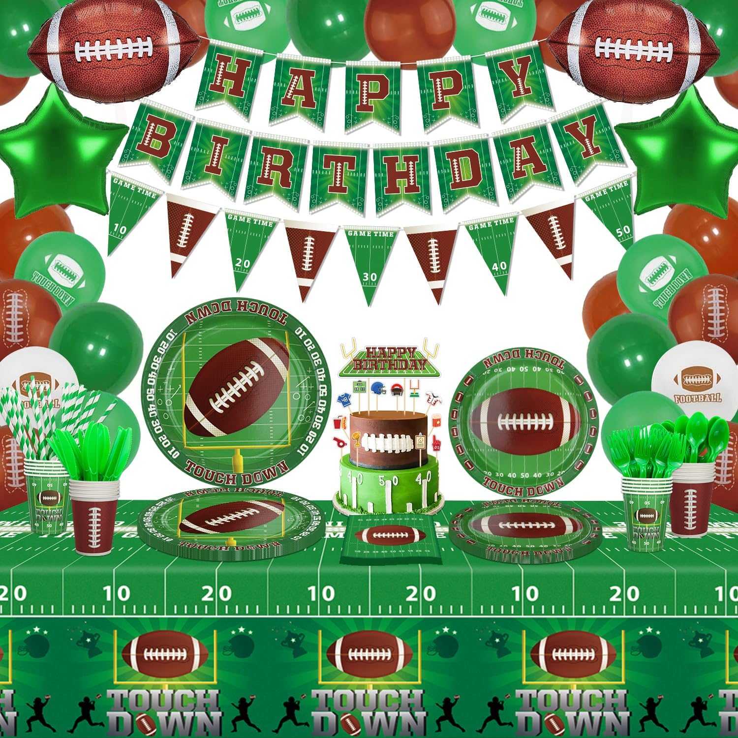 Paquete de 229 decoraciones de fiesta de cumpleaños de fútbol, suministros para fiestas de fútbol, decoración de fiesta de fiesta de juegos
