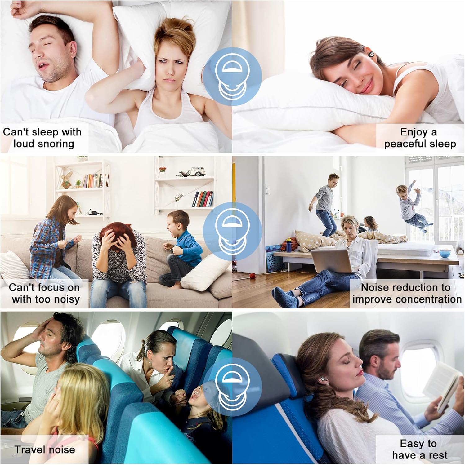 2 pares de tapones para los oídos con cancelación de ruido para dormir, tapones de silicona para los oídos para el trabajo, tapones para los oídos