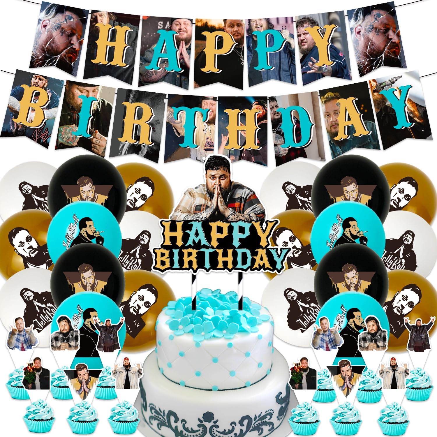 Jelly Great Roll Singer – Decoración de fiesta de cumpleaños, suministros de fiesta temática musical con pancarta, adornos para pasteles y globos de
