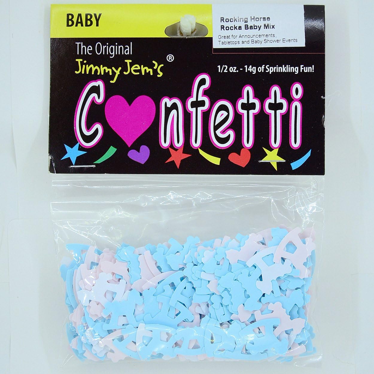 Caballo mecedor de confeti azul, rosa, blanco – 2 bolsas de media onza (1 oz) #8336 Q01