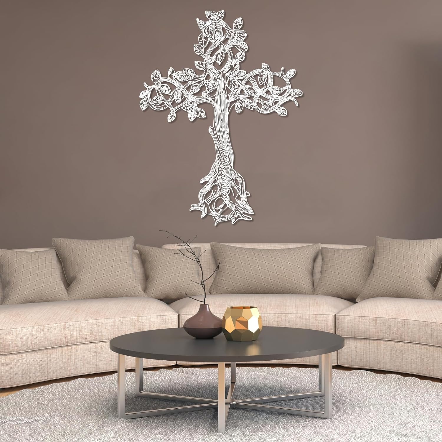 Arte de pared de metal árbol de la vida, decoración de pared de cruz cristiana, decoración de pared de metal religioso, regalos cristianos, árbol de