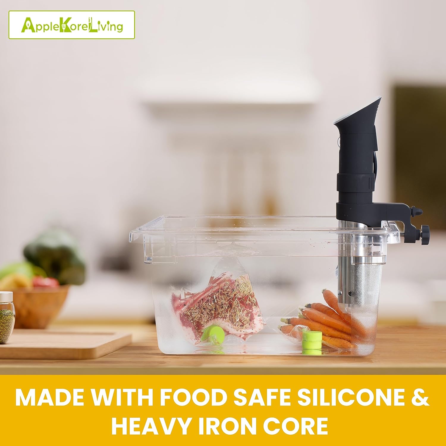 KORE Sous Vide – Imanes pesados, acero inoxidable y silicona de grado alimenticio, mantienen las bolsas de alimentos completamente sumergidas y