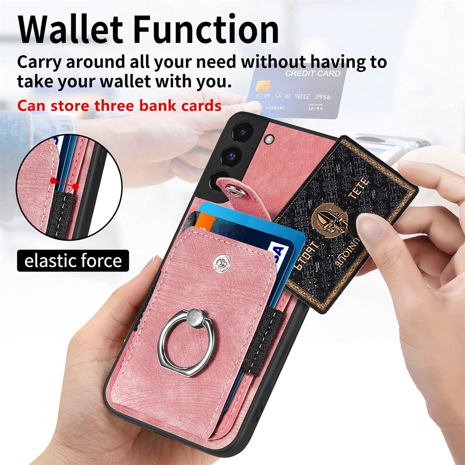 Asuwish Funda de teléfono para Samsung Galaxy S22 Plus S22+ 5G Funda tipo cartera con protector de pantalla de vidrio templado y soporte delgado