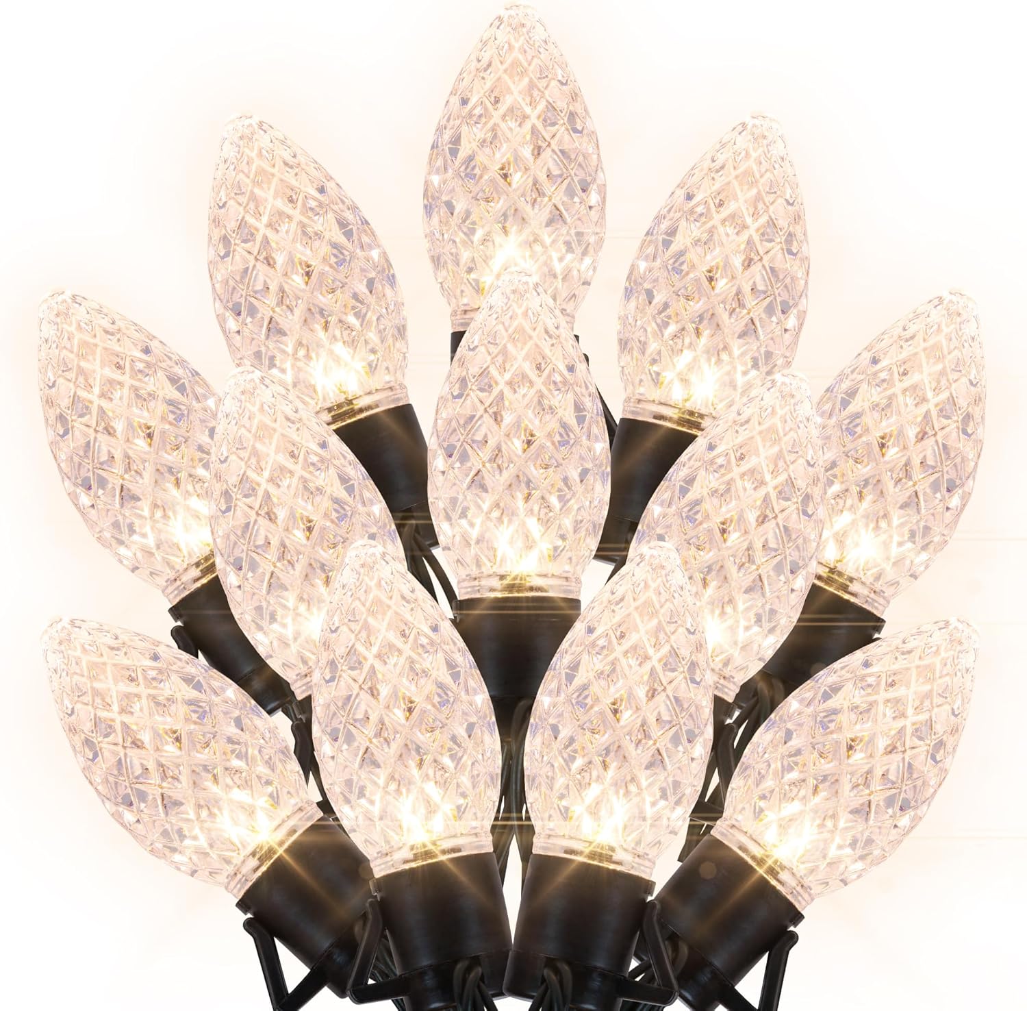 Pellimo C9 – Juego de 50 luces LED blancas de Navidad de 33 pies para interiores y exteriores, luces de Navidad para jardín, patio, fiesta,