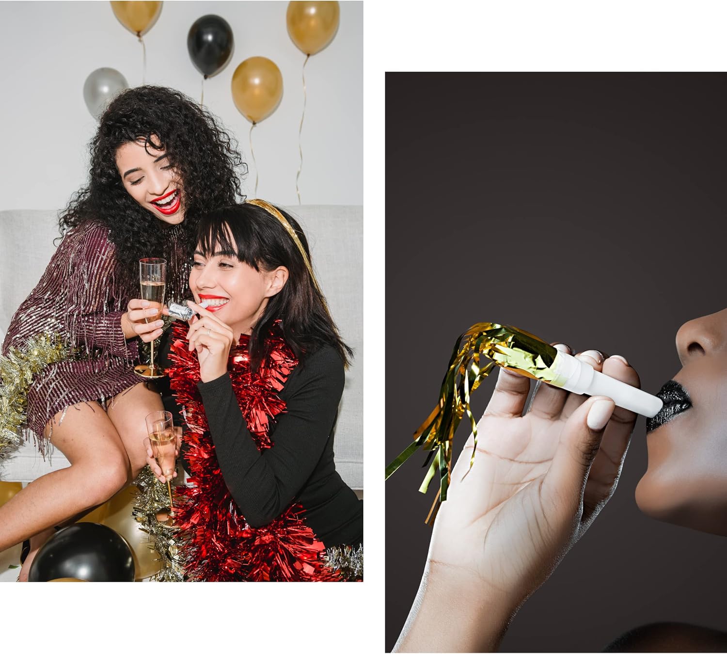 4E’s Novelty NYE Noisemakers – Paquete de 50 suministros de fiesta de Nochevieja a granel para adultos y niños, regalos de fiesta para adultos y