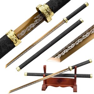 Patrón de dragón dorado, espada de vaina, samurái japonés, real, recto, completo Tang Jian (patrón de dragón dorado) Patrón de dragón dorado, espada de vaina, samurái japonés, real, recto, completo Tang Jian (patrón de dragón dorado)
