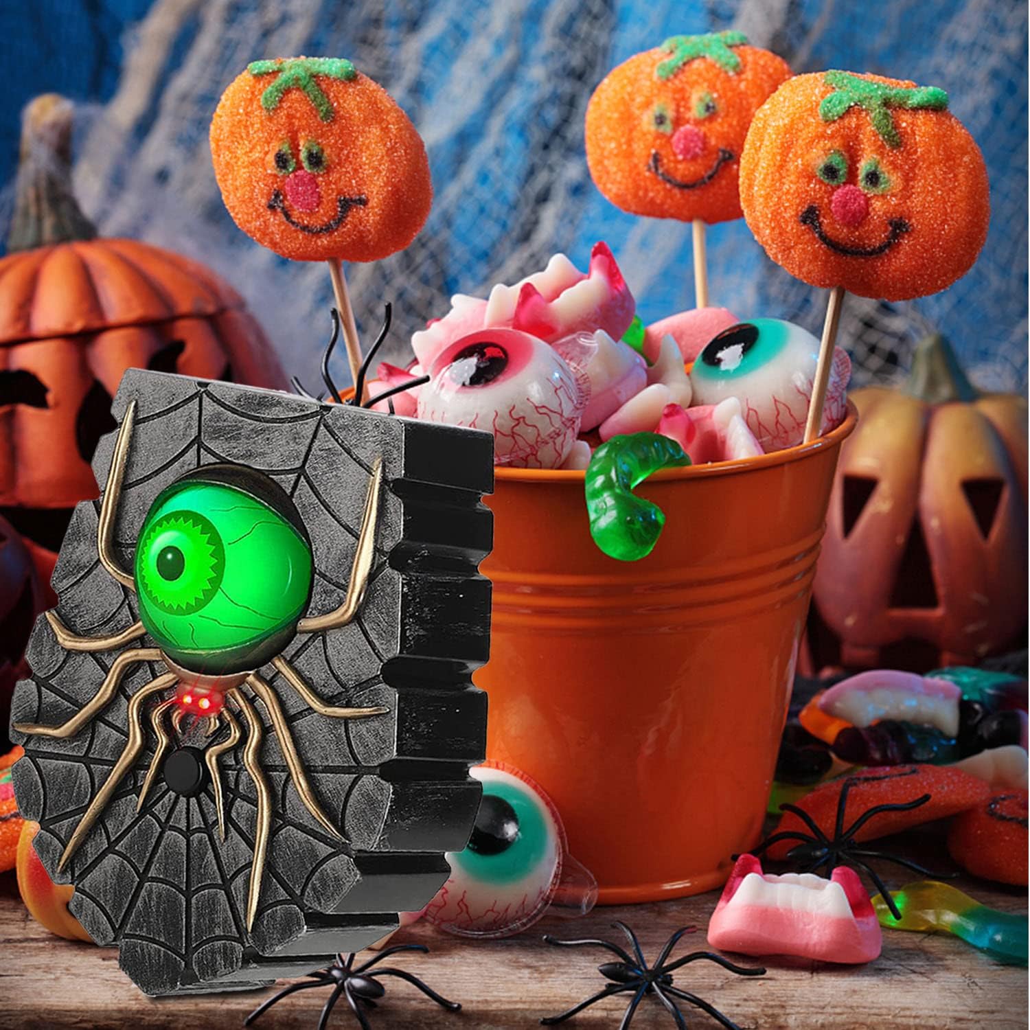 Decoraciones de Halloween aterradoras con forma de ojo rodante, Hocus Pocus, decoración de Halloween para exterioresinteriores con sonidos