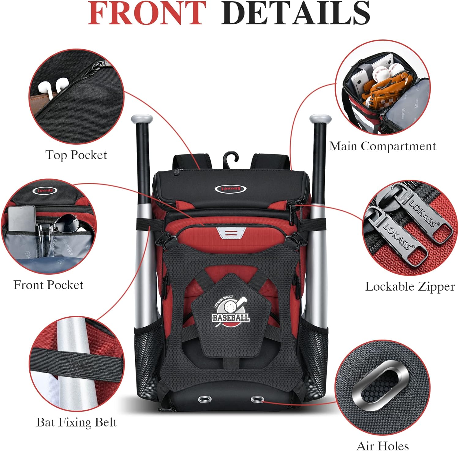 BAGNN Bolsa de béisbol para adultos y jóvenes, bolsa de béisbol de gran capacidad, bolsa de sóftbol ligera con compartimento para zapatos y gancho
