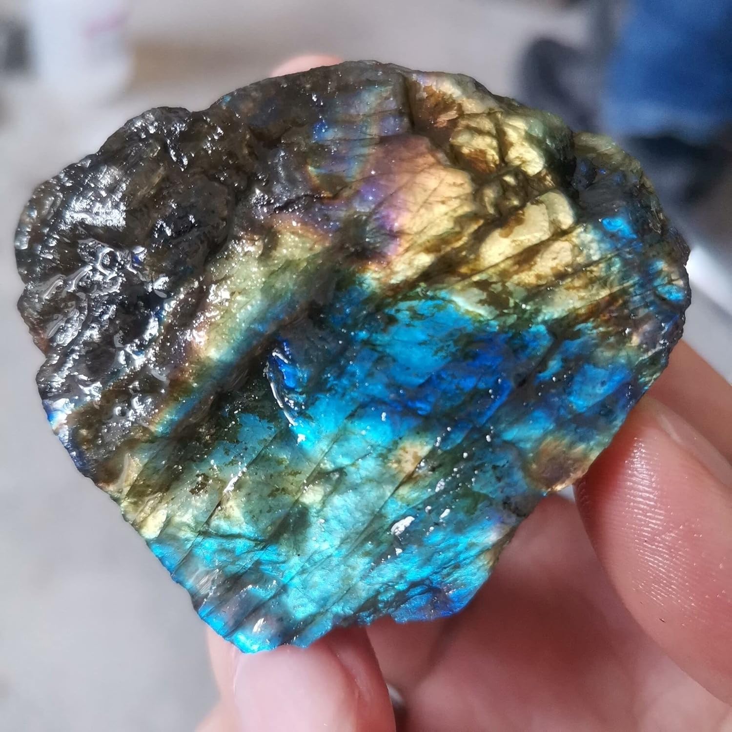 Piedra natural de labradorita bule, piedra de cristal curativo para decoración del hogar, piedra lunar, cuarzo mineral, regalos de cristales reales