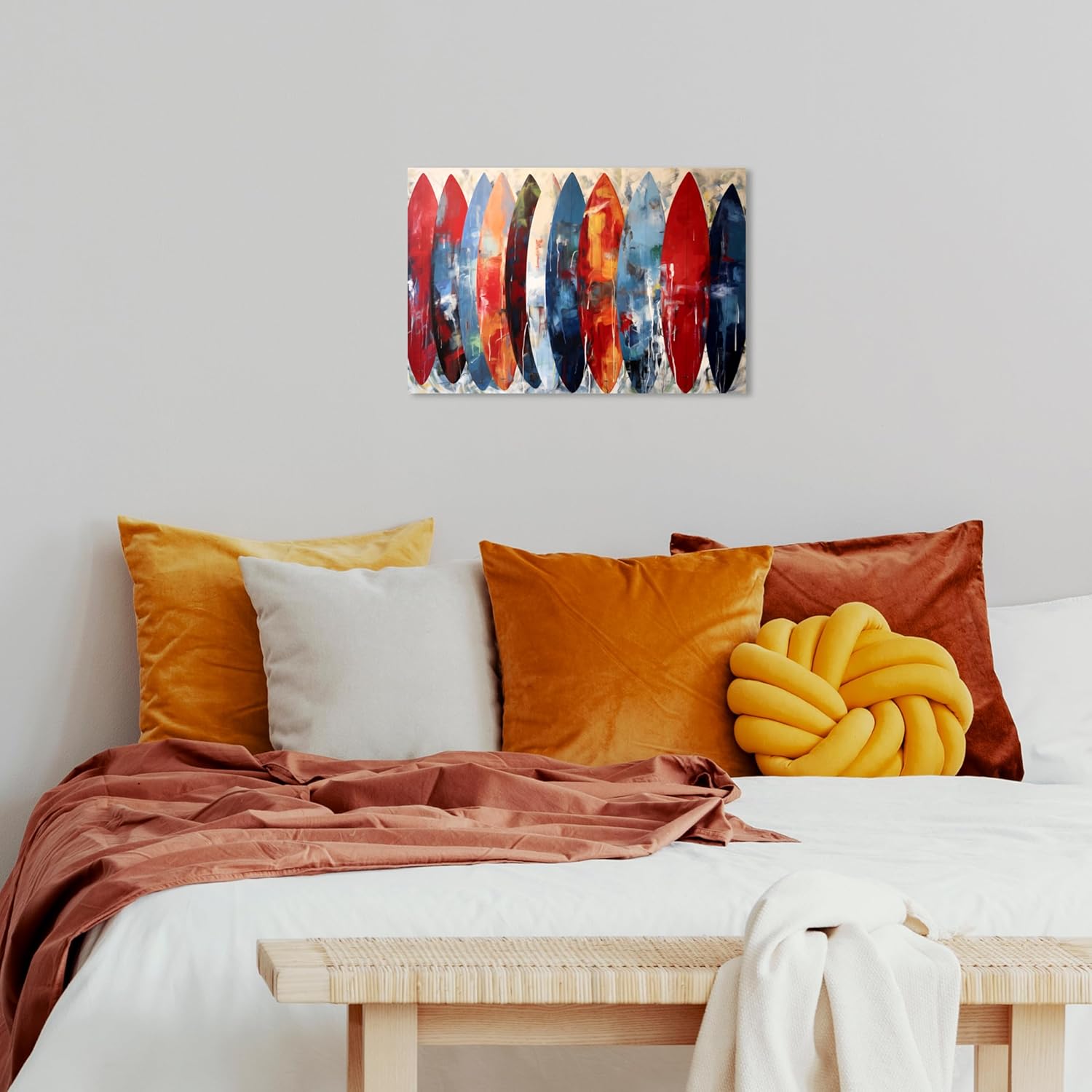 Wynwood Studio Sports and Teams – Lienzo decorativo contemporáneo envuelto, escaparate de tablas de surf, arte de pared para sala de estar,