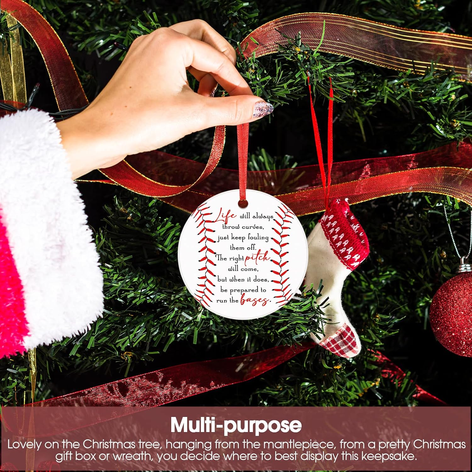 Sieral 20 piezas de adornos de Navidad de béisbol 2023, adornos colgantes personalizados redondos de cerámica, regalo del equipo de béisbol,