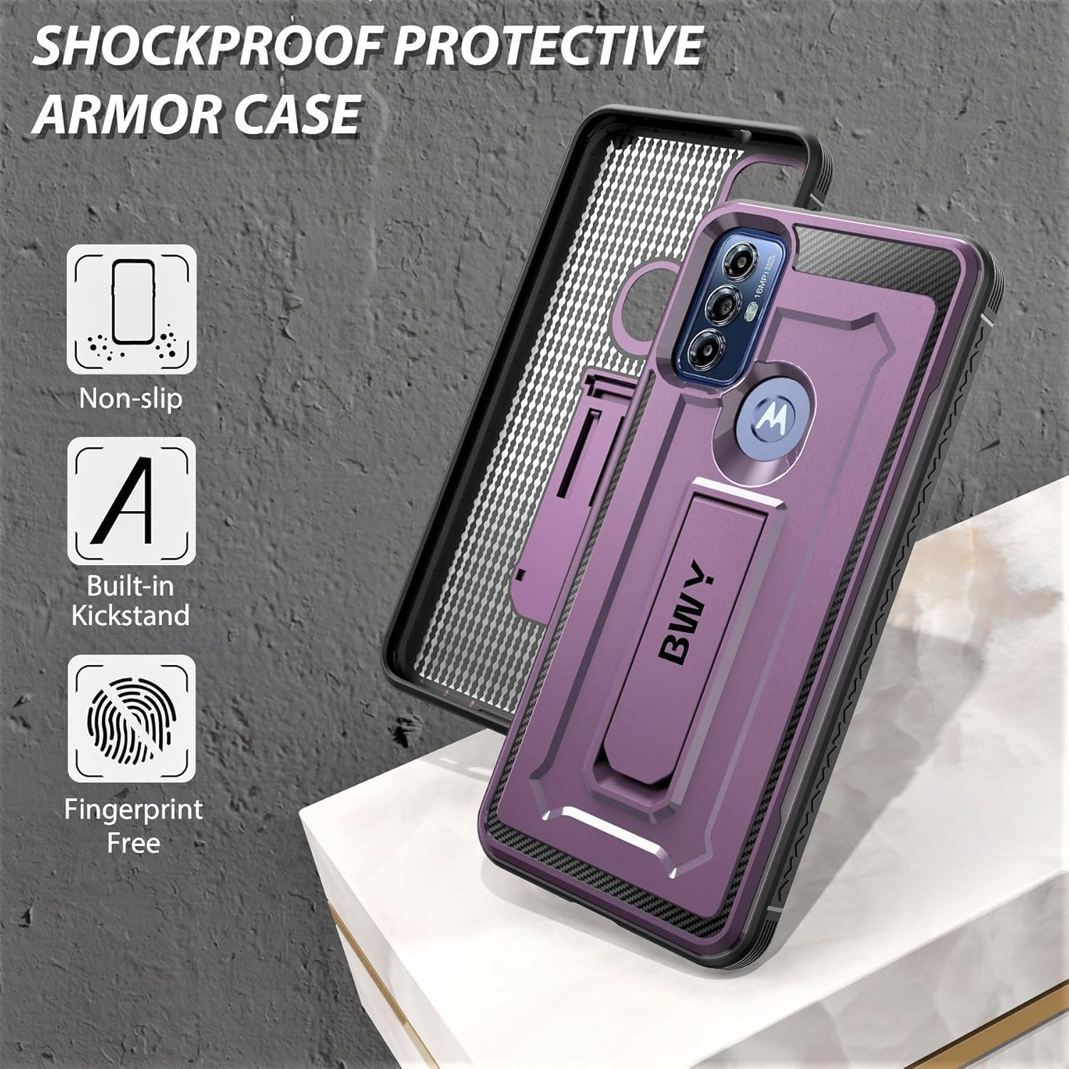 Funda diseñada para Moto G Play 2023 con protector de pantalla, funda protectora militar resistente para teléfono Moto G Play 2023, soporte