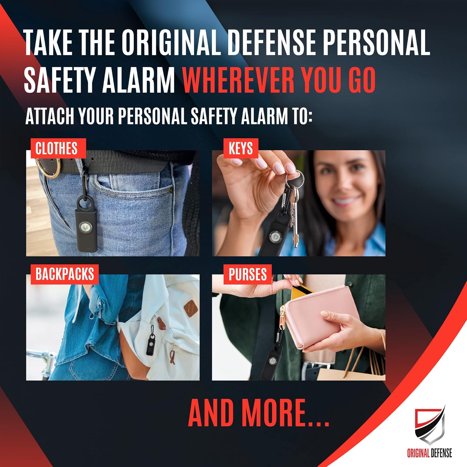 Original Defense Siren Self Defense for Women  Alarma personal para mujeres, niños y ancianos  Recomendado por la policía  Llavero de autodefensa