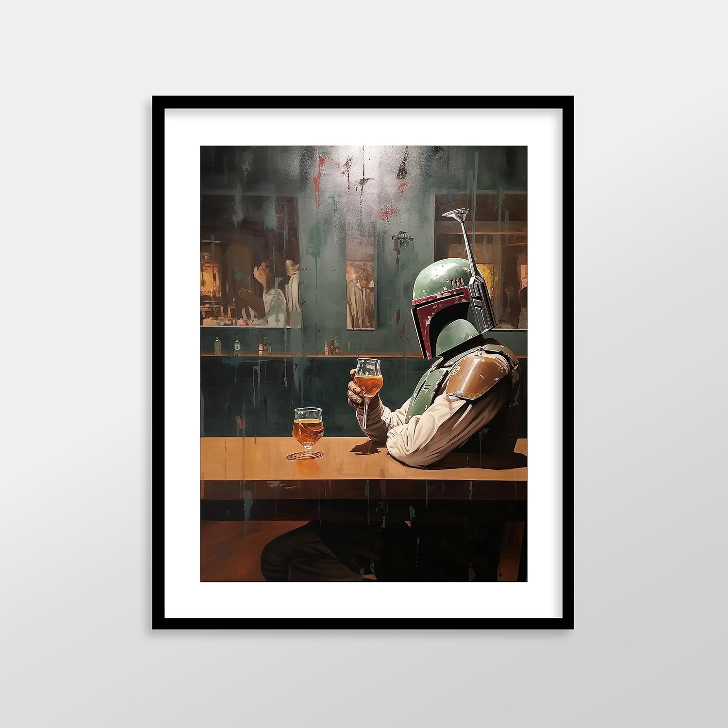 Star Wars Bar Art Prints – Premium Giclee Fine Art Print – Aesthetic Man Cave Wall Décor, Bourbon Whiskey Print Poster for Bar and Home Decor, Ready