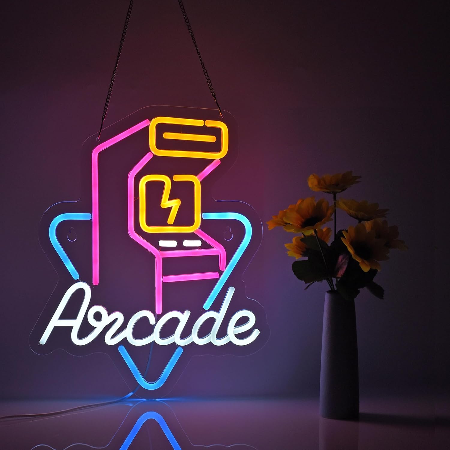 Letrero de neón Arcade para decoración de pared con interruptor regulable LED de neón