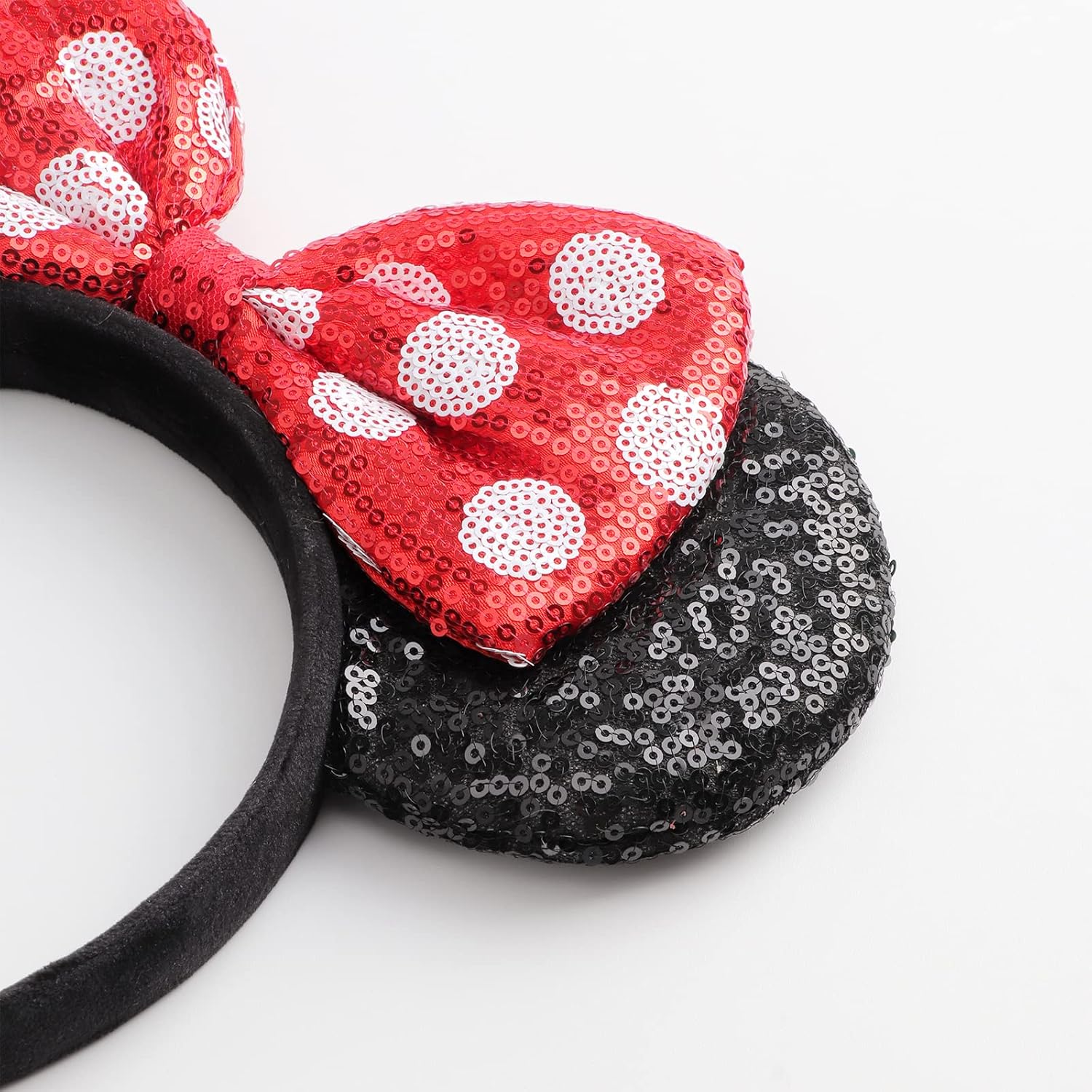 DRESHOW Diadema de lazo con orejas de ratón con purpurina, decoración de fiesta, disfraz de cosplay para mujer