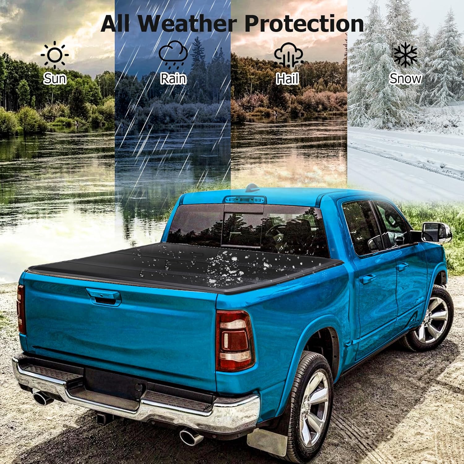Cubierta Tonneau plegable rígida para Ford F150 de 5.6 pies, compatible con F-150 Supercrew 2015-2023 con cabina doble de 5.6 pies