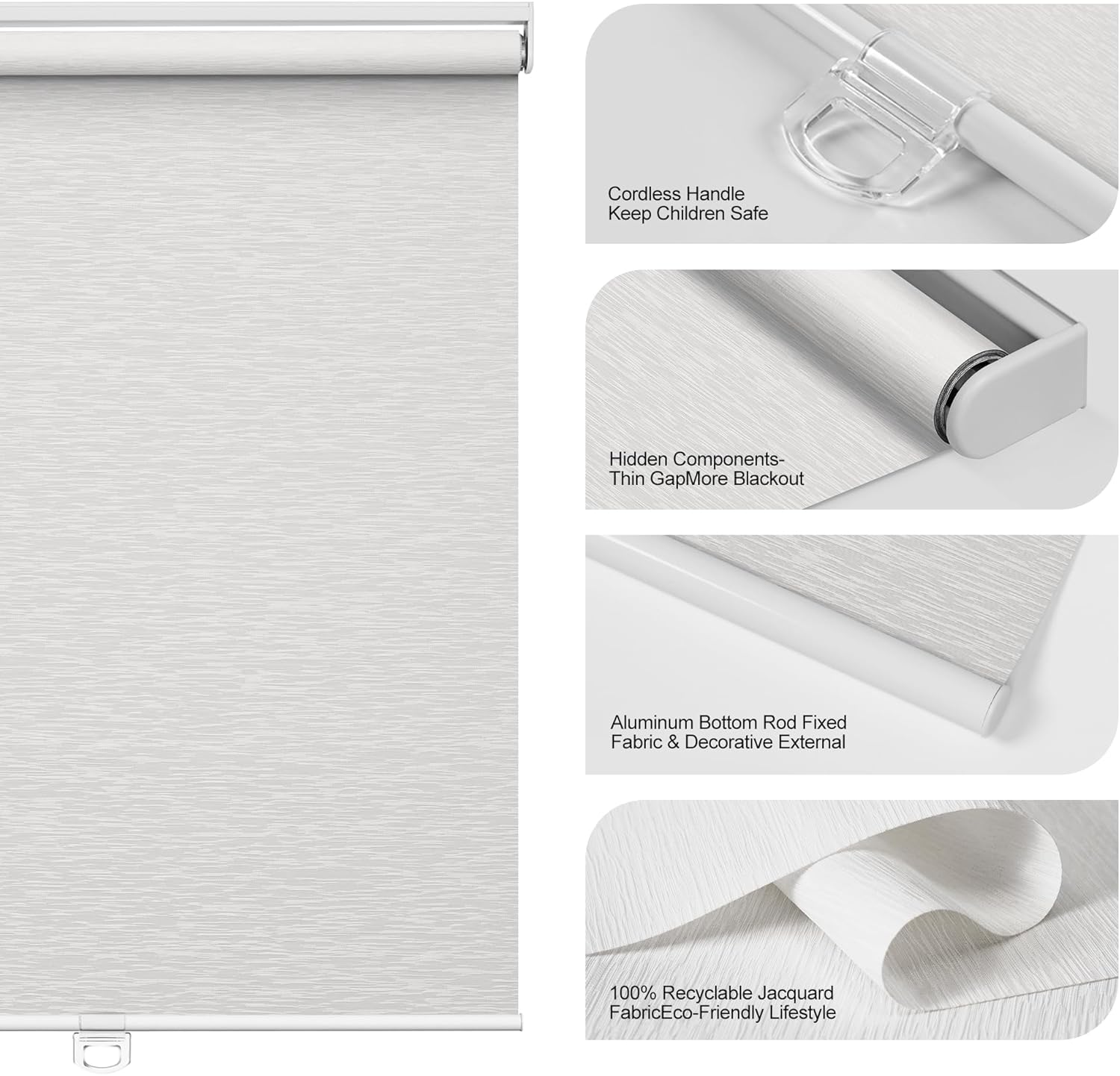 Boolegon Persianas enrollables con filtro de luz para ventana, sin cordón, de jacquard a rayas, aislamiento térmico, protección UV, ahorro de
