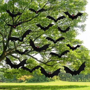 Murciélagos colgantes para decoración de Halloween al aire libre, grandes murciélagos de Halloween para decoración al aire libre, 3 con bonitos Murciélagos colgantes para decoración de Halloween al aire libre, grandes murciélagos de Halloween para decoración al aire libre, 3 con bonitos