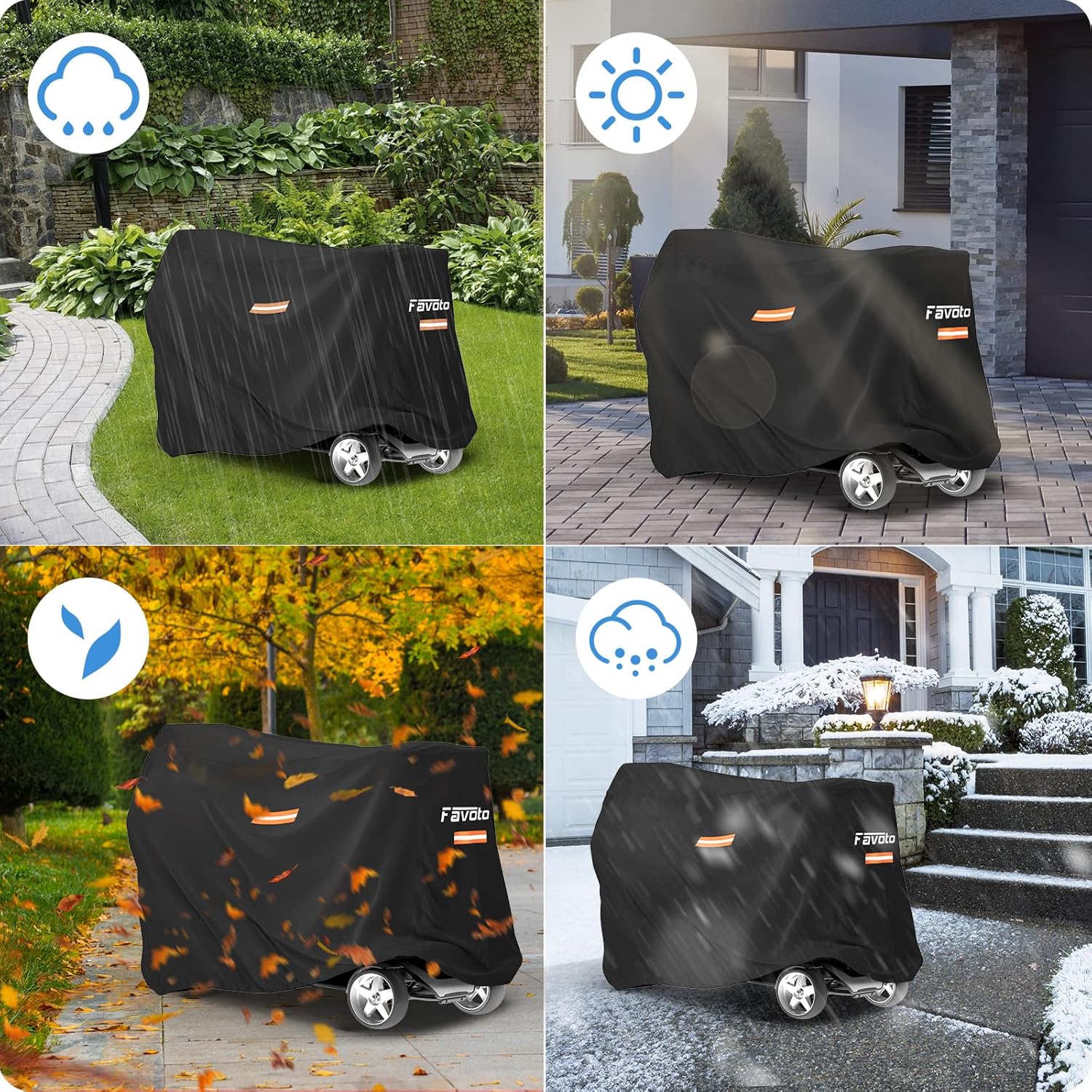 Favoto Funda impermeable para scooter de movilidad, tela Oxford 210D, cubierta de almacenamiento para viajes, resistente, resistente al viento, a
