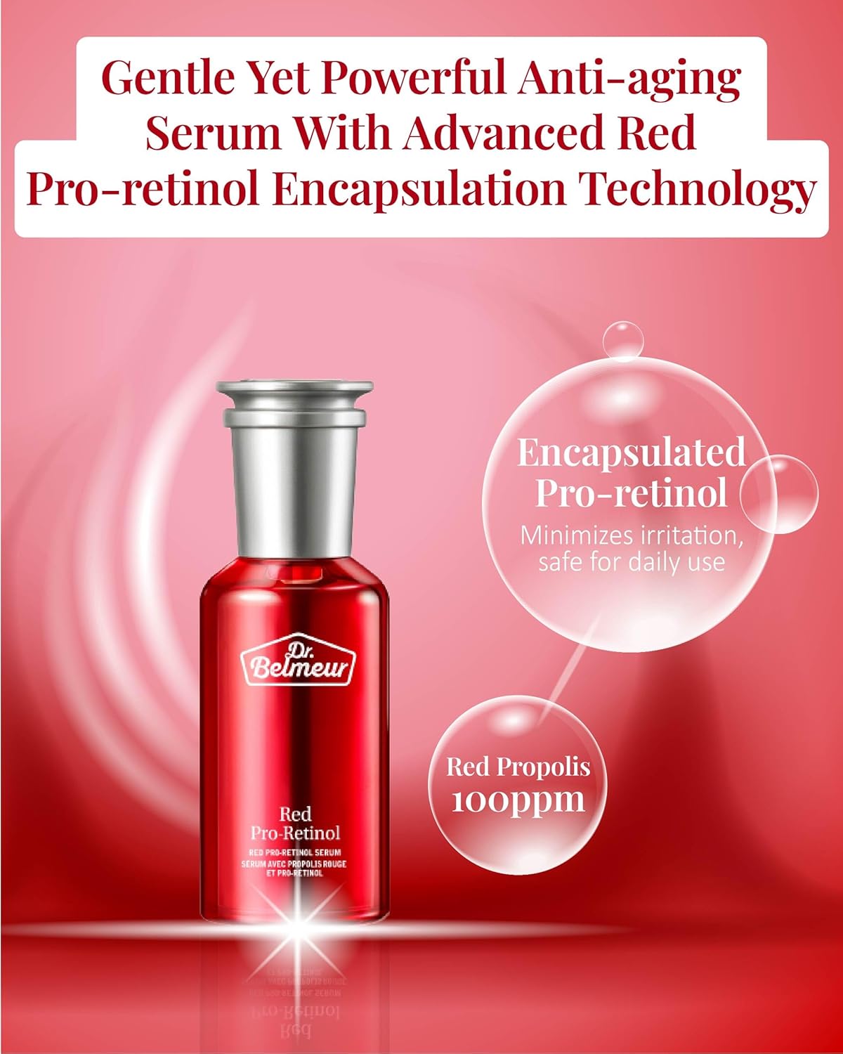 Dr. Belmeur Red Pro-Retinol Serum (1.7 fl oz)  Cuidado rico en nutrientes para la piel joven. Cuidado coreano de la piel de LG Beauty. Pro-Retinol,