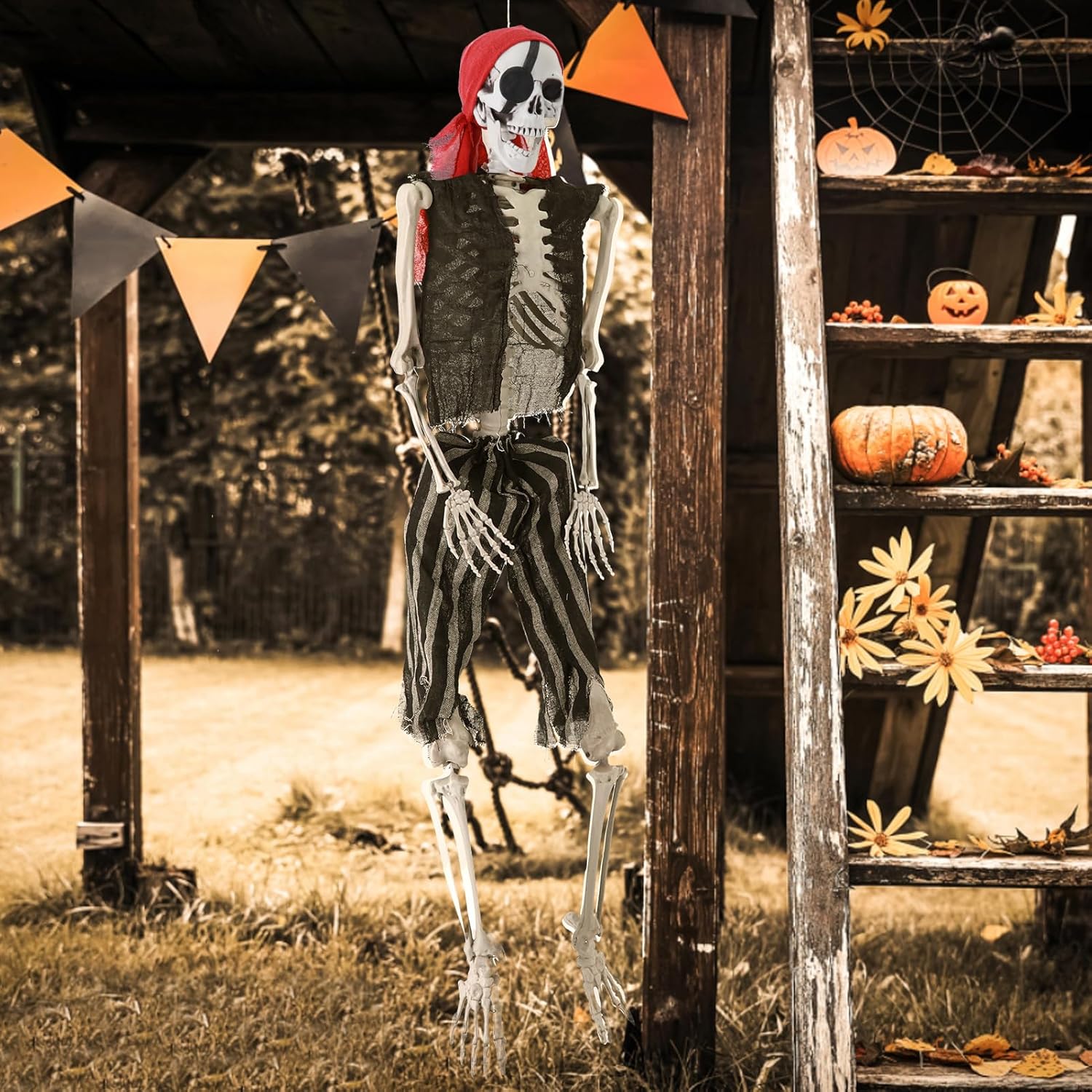 Esqueletos de Halloween de 5.4 pies, esqueleto de tamaño real para decoración de Halloween, huesos humanos realistas de cuerpo completo con