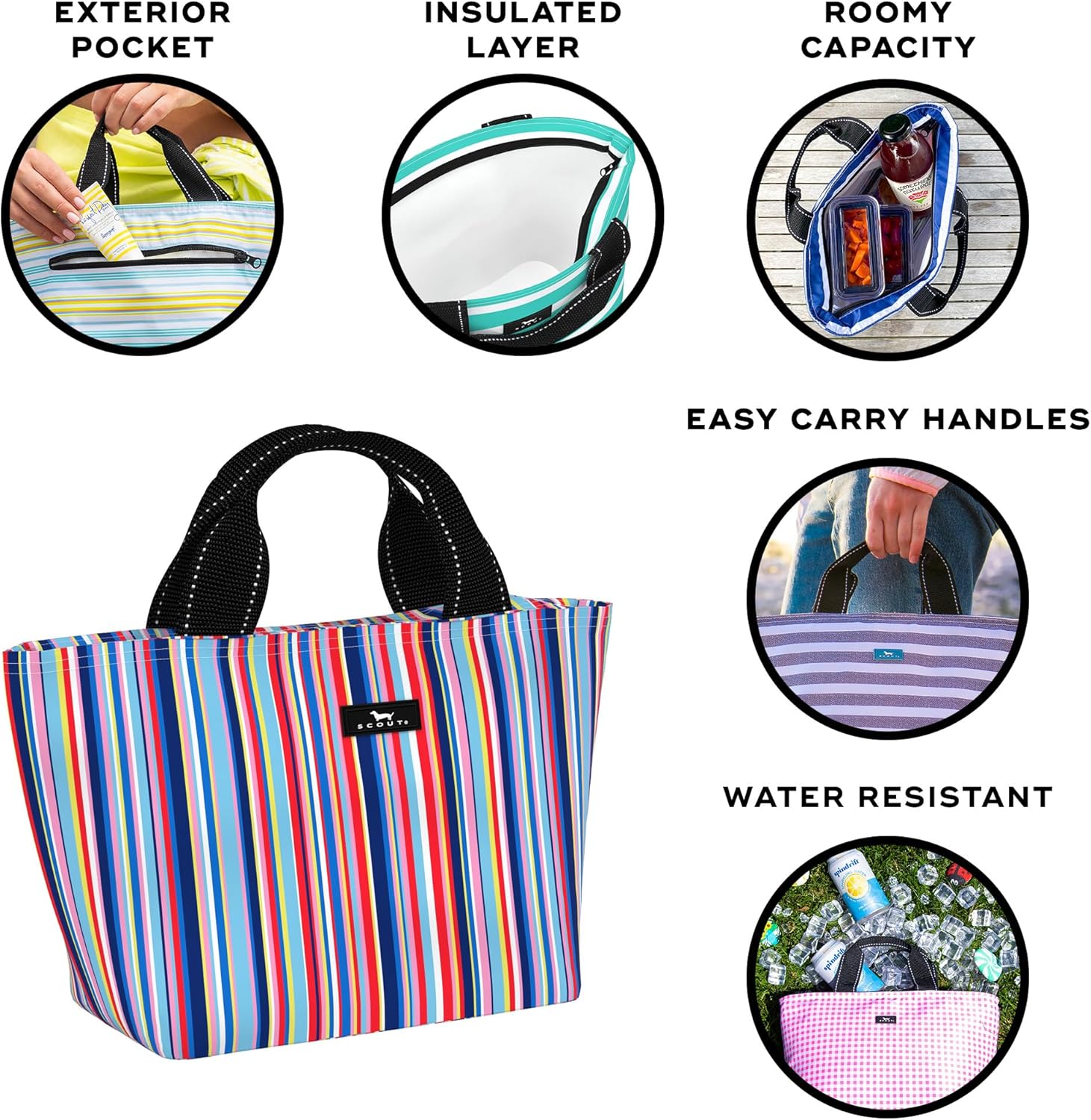 SCOUT Nooner – Lonchera ligera y aislada con bolsillo exterior con cremallera, hielera para mujeres, para uso diario, playa