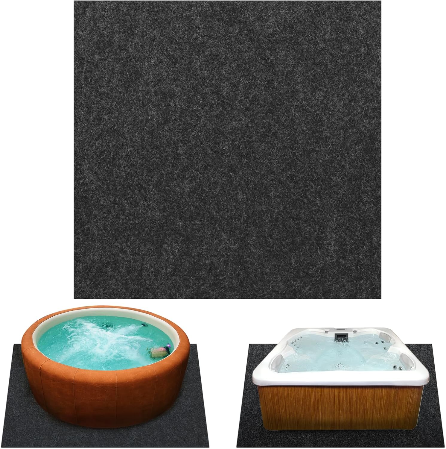 Aboofx Tapete para bañera de hidromasaje de 88 pulgadas para exteriores con bolsa de transporte, almohadilla cuadrada grande para bañera inflable