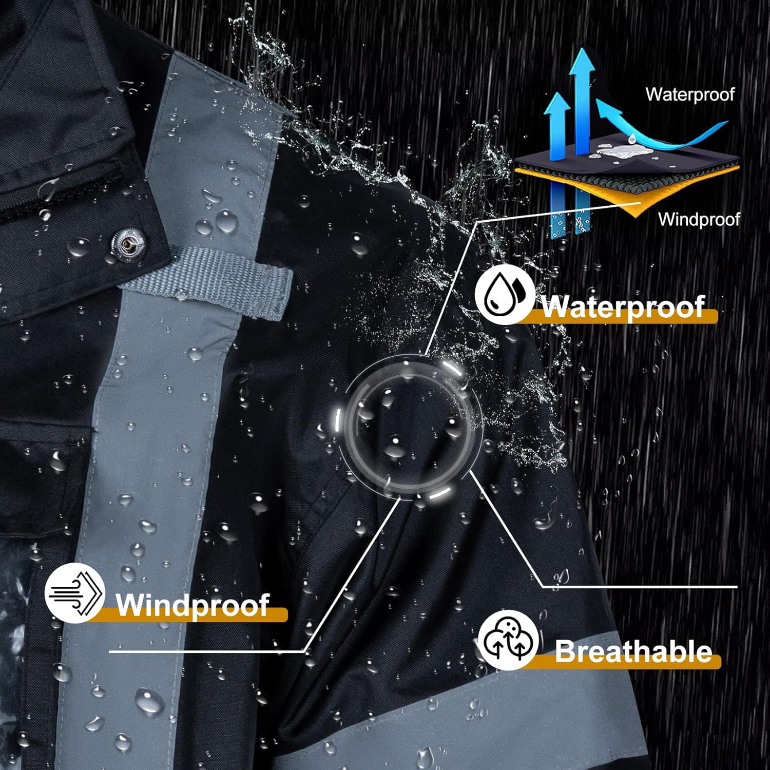 Chaquetas de seguridad reflectantes de alta visibilidad para hombres 2 en 1 ANSI Clase 3 Hi Vis Chaqueta de invierno impermeable