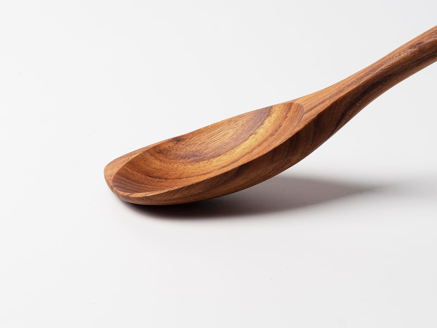 Cuchara de esquina de teca, 13.2 pulgadas de largo, utensilios de madera de teca, cuchara de esquina de madera, cuchara de esquina de mango largo