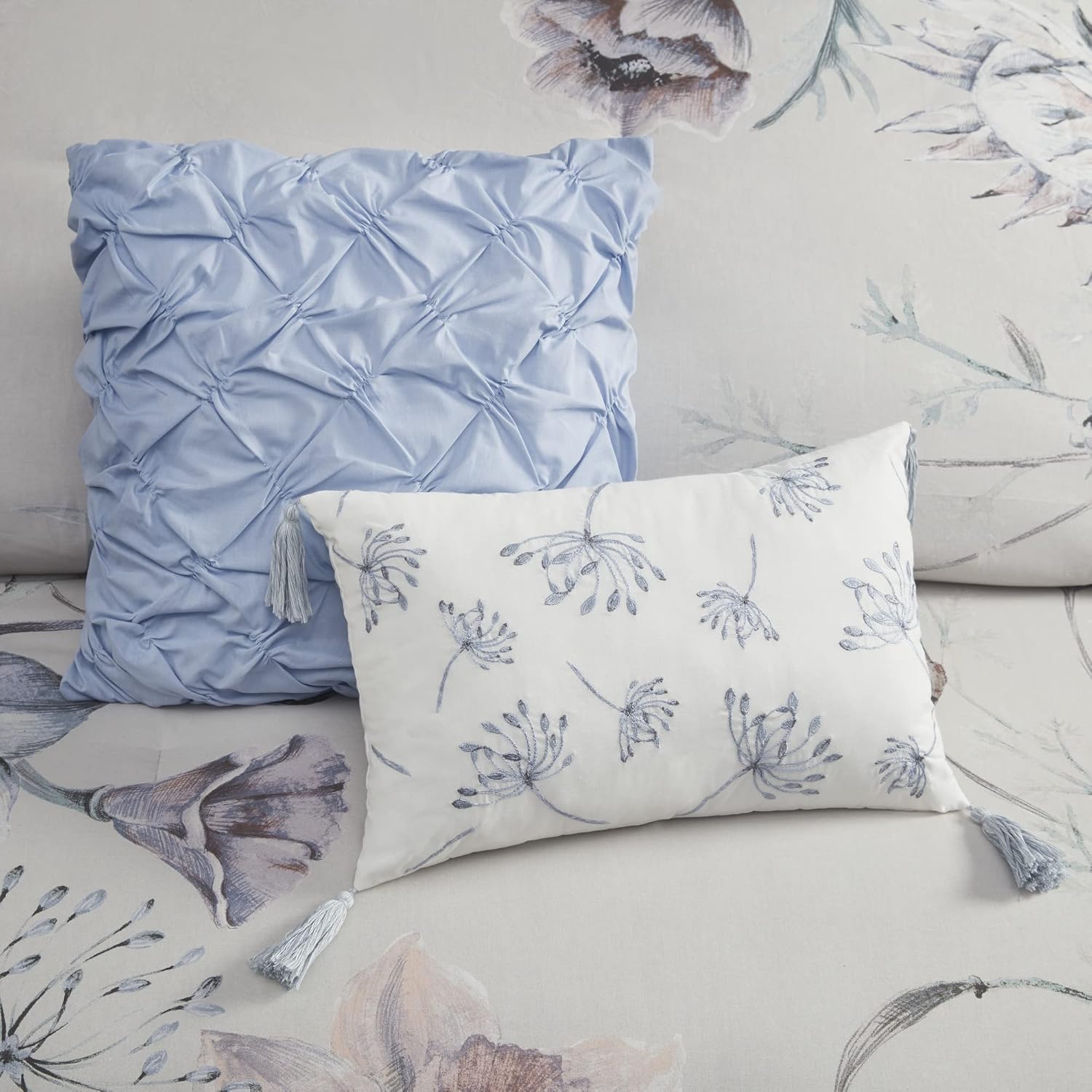 Madison Park Cassandra – Juego de edredón de mezcla de algodón, diseño femenino estampado floral colorido, capa de ropa de cama alternativa para
